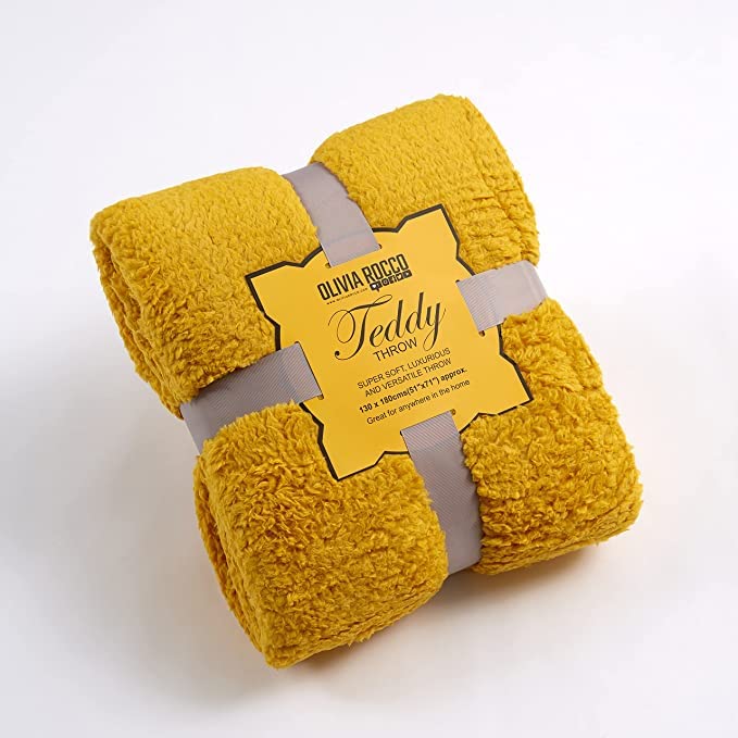 NFK TEXTILE Teddy Bear Throws Super Soft Luxurious Warm Cozy Sofa Settee Bed Sherpa Fleece Blankets Non-Allergic Travel Kids Adults Blankets