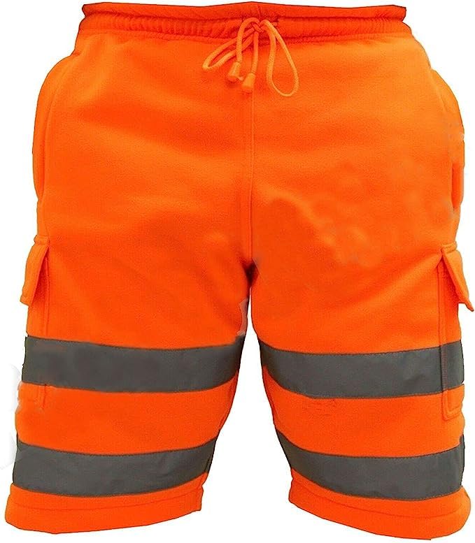 NFK TEXTILE Hi Vis Reflective Cargo Work Shorts Comfortable Shorts with Pockets, Super Soft Fleece, Security Work Wear