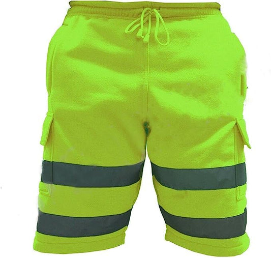 NFK TEXTILE Hi Vis Reflective Cargo Work Shorts Comfortable Shorts with Pockets, Super Soft Fleece, Security Work Wear