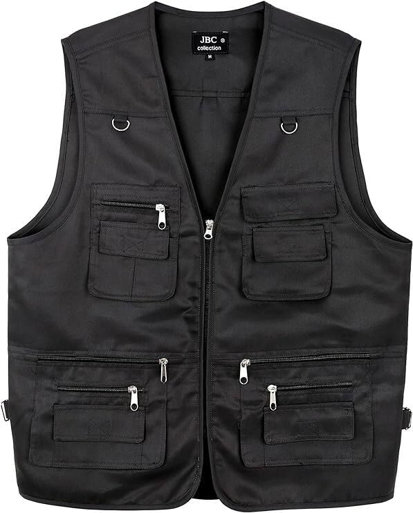 NFK Textile 100% Polycotton Men’s Fisherman Vest Hiking & Outdoor Body Warmer Gillet Utility Multi Pocket Work Wear Fishing & Hunting Vest Black Jackets