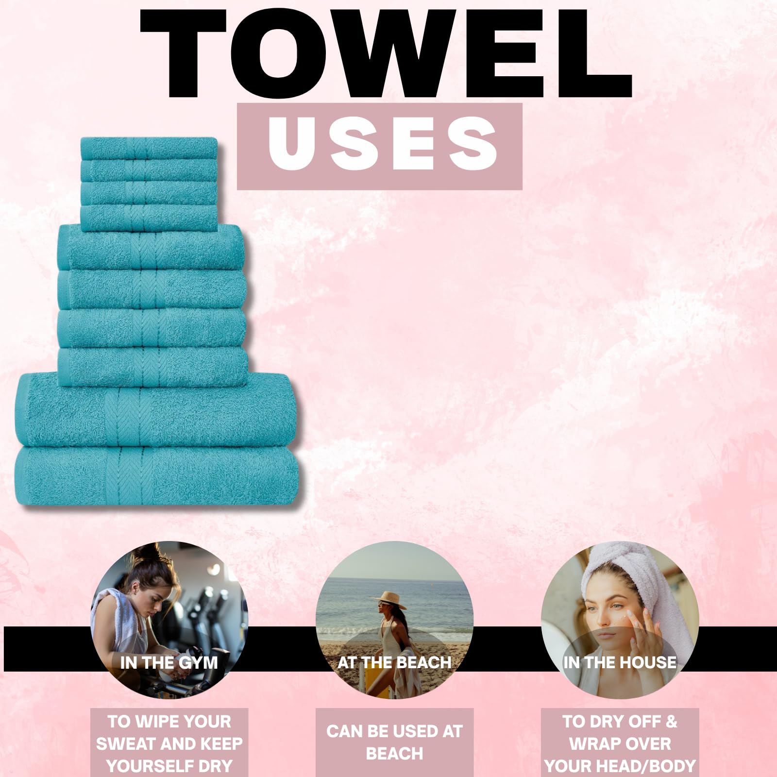 NFK TEXTILE Ultimate Luxury Towel Set - 10 Piece 100% Egyptian Cotton, Soft, Absorbent & Extra Large 4 Face, 4 Hand, 2 Bath Towels