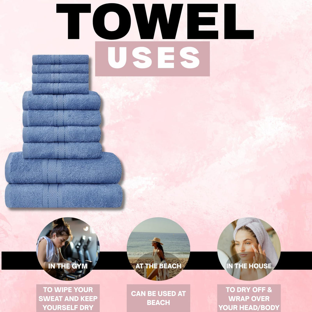NFK 10 Piece Egyptian Cotton Towel Set