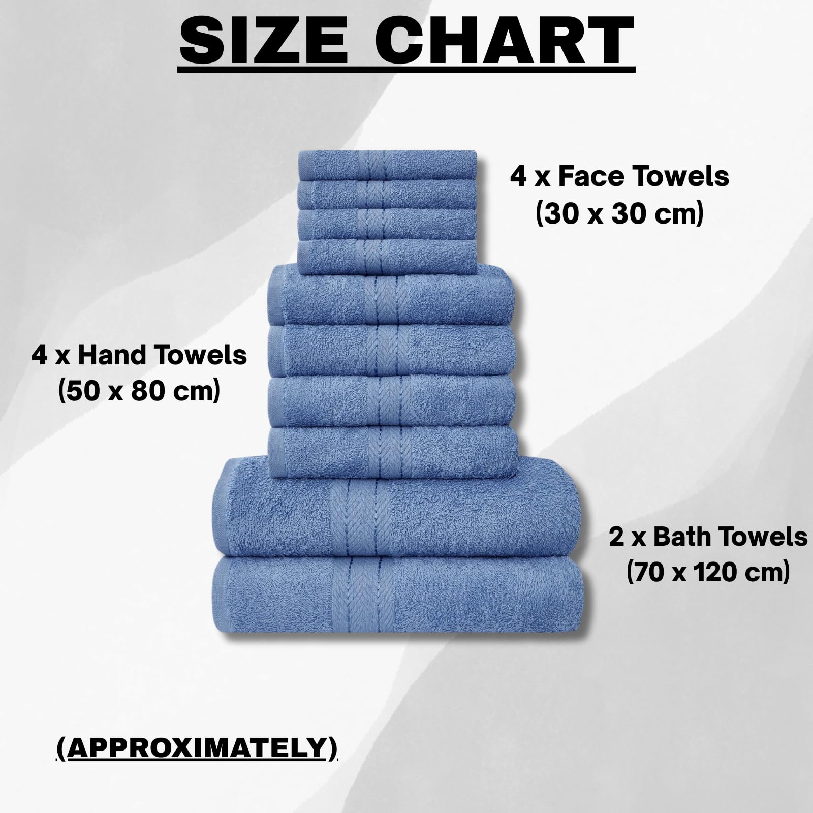 NFK TEXTILE Ultimate Luxury Towel Set - 10 Piece 100% Egyptian Cotton, Soft, Absorbent & Extra Large 4 Face, 4 Hand, 2 Bath Towels