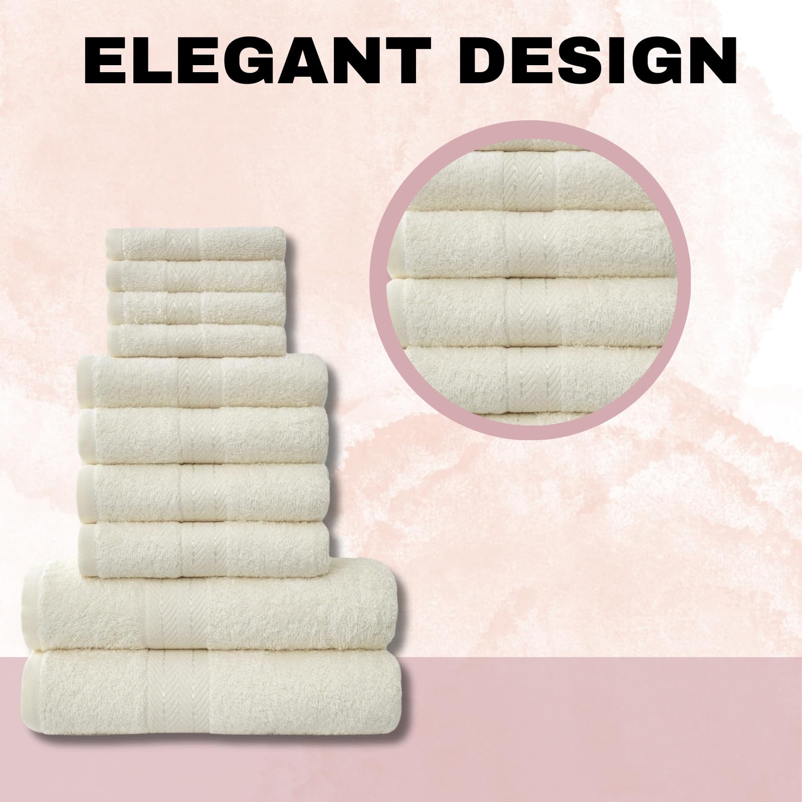 NFK TEXTILE Ultimate Luxury Towel Set - 10 Piece 100% Egyptian Cotton, Soft, Absorbent & Extra Large 4 Face, 4 Hand, 2 Bath Towels