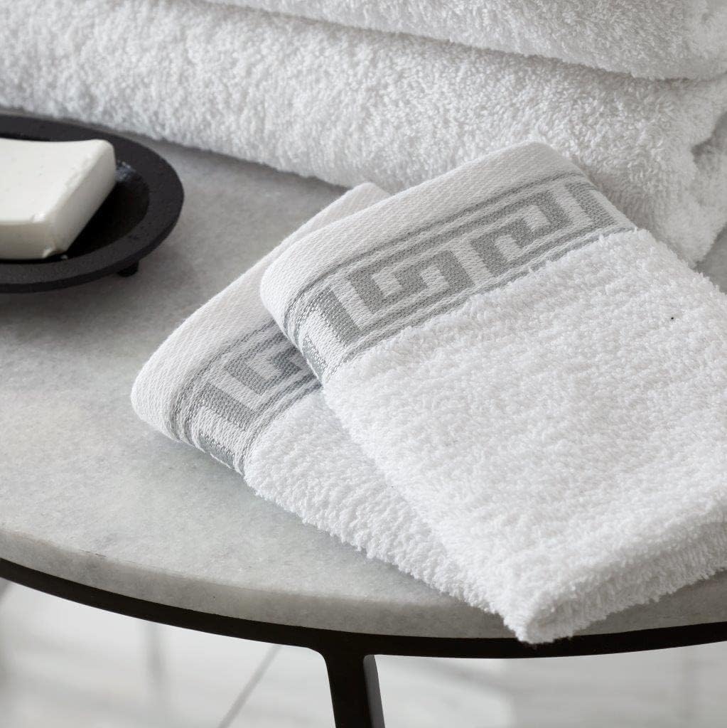 NFK Textile Greek Key Towels Luxury Hotel Quality Embroidered 100% Egyptian Cotton 8 pcs Bale Set & Bath Sheets