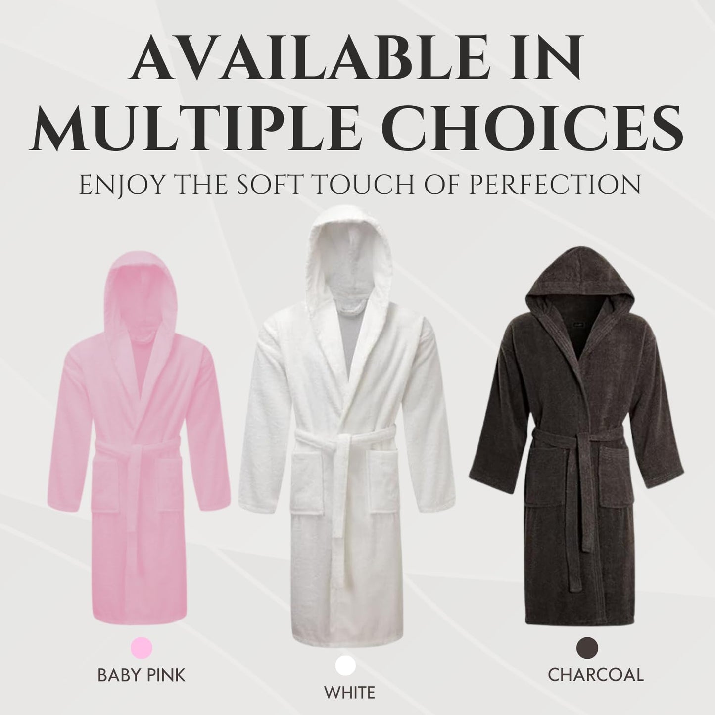 NFK TEXTILE Bathrobes 100% Egyptian Cotton soft Terry Toweling Luxury Dressing Gown Unisex Hooded Bathrobes Extra Absorbent Hotel Quality 650 GSM Cosy Dressing Gowns