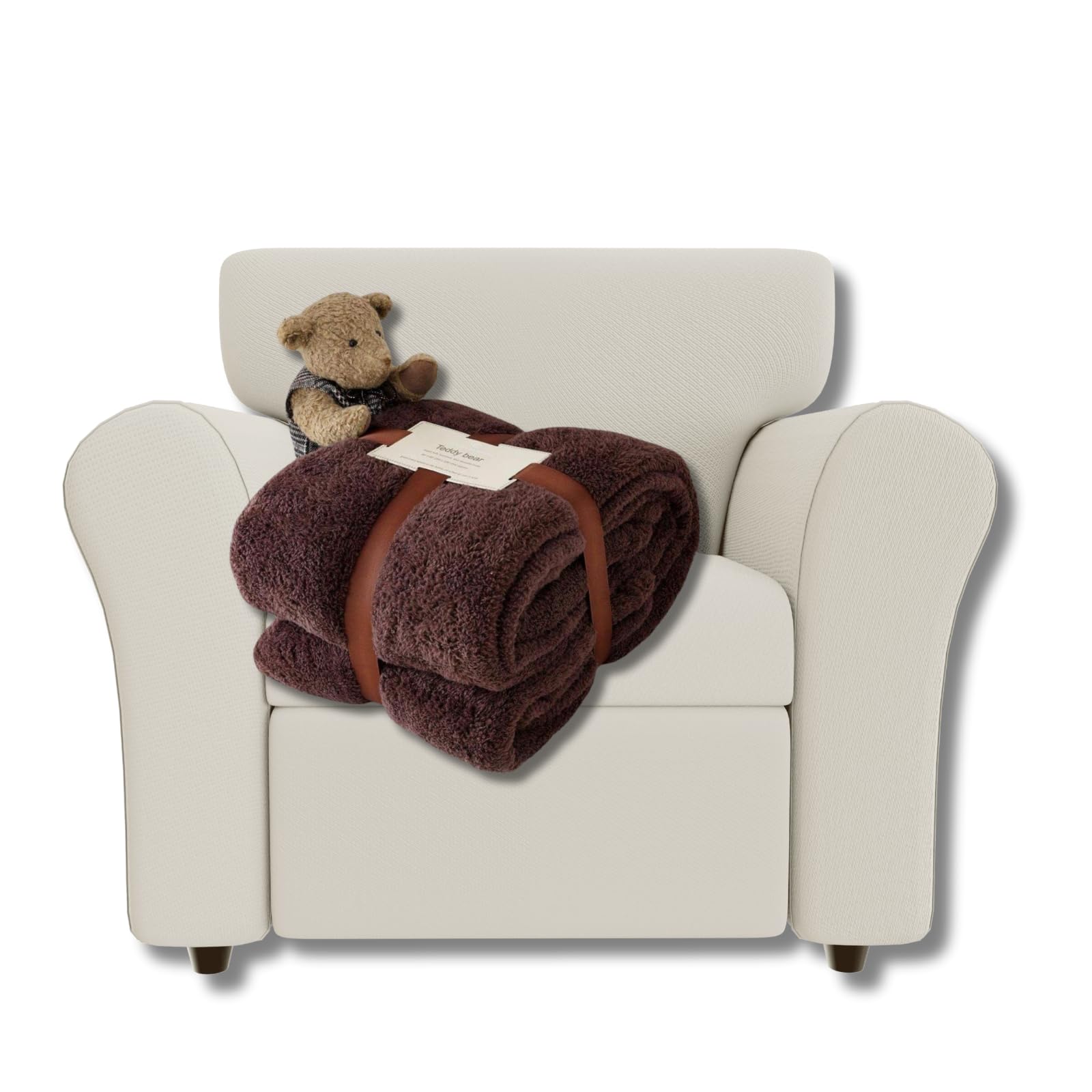 NFK TEXTILE Teddy Bear Blanket - Lightweight Sherpa Fleece 100% Polyester Ultra Plush Snuggle Comfort for Sofa, Settee Premium Soft & Cozy Throw