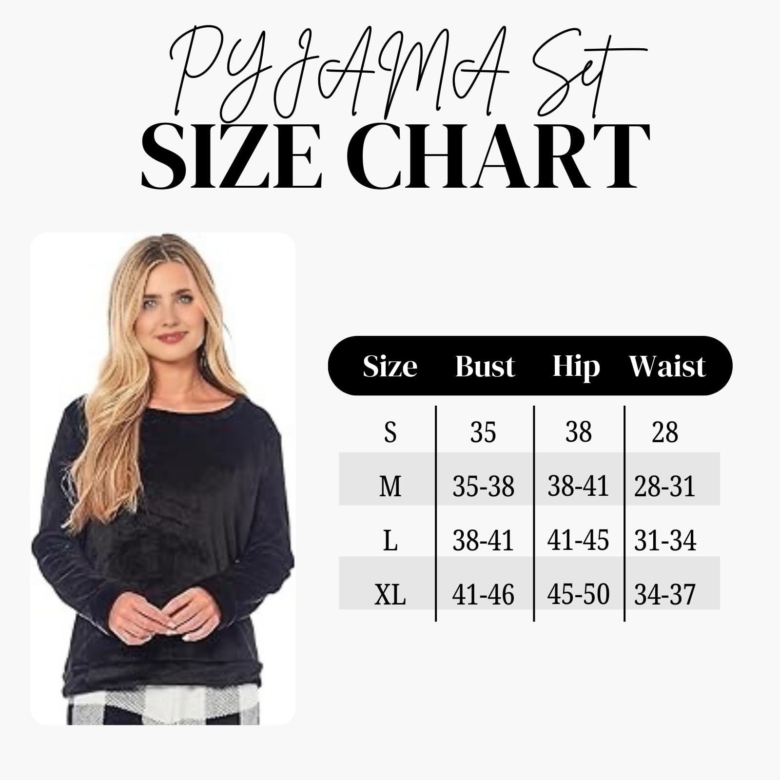 NFK Textile Cozy Buffalo Check Pattern Women's Pyjama Sets - Super Soft Teddy Fleece Lounge Wear Ladies PJ's Snuggle