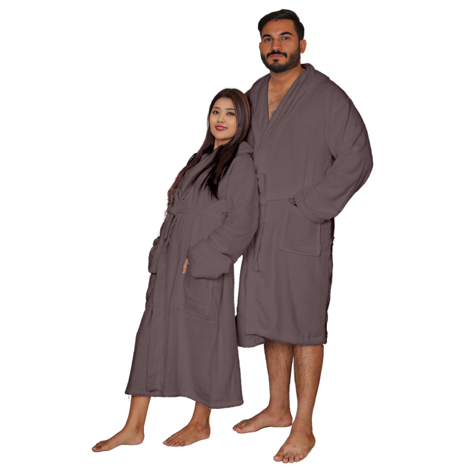 NFK TEXTILE Bathrobes 100% Egyptian Cotton soft Terry Toweling Luxury Dressing Gown Unisex Hooded Bathrobes Extra Absorbent Hotel Quality 650 GSM Cosy Dressing Gowns