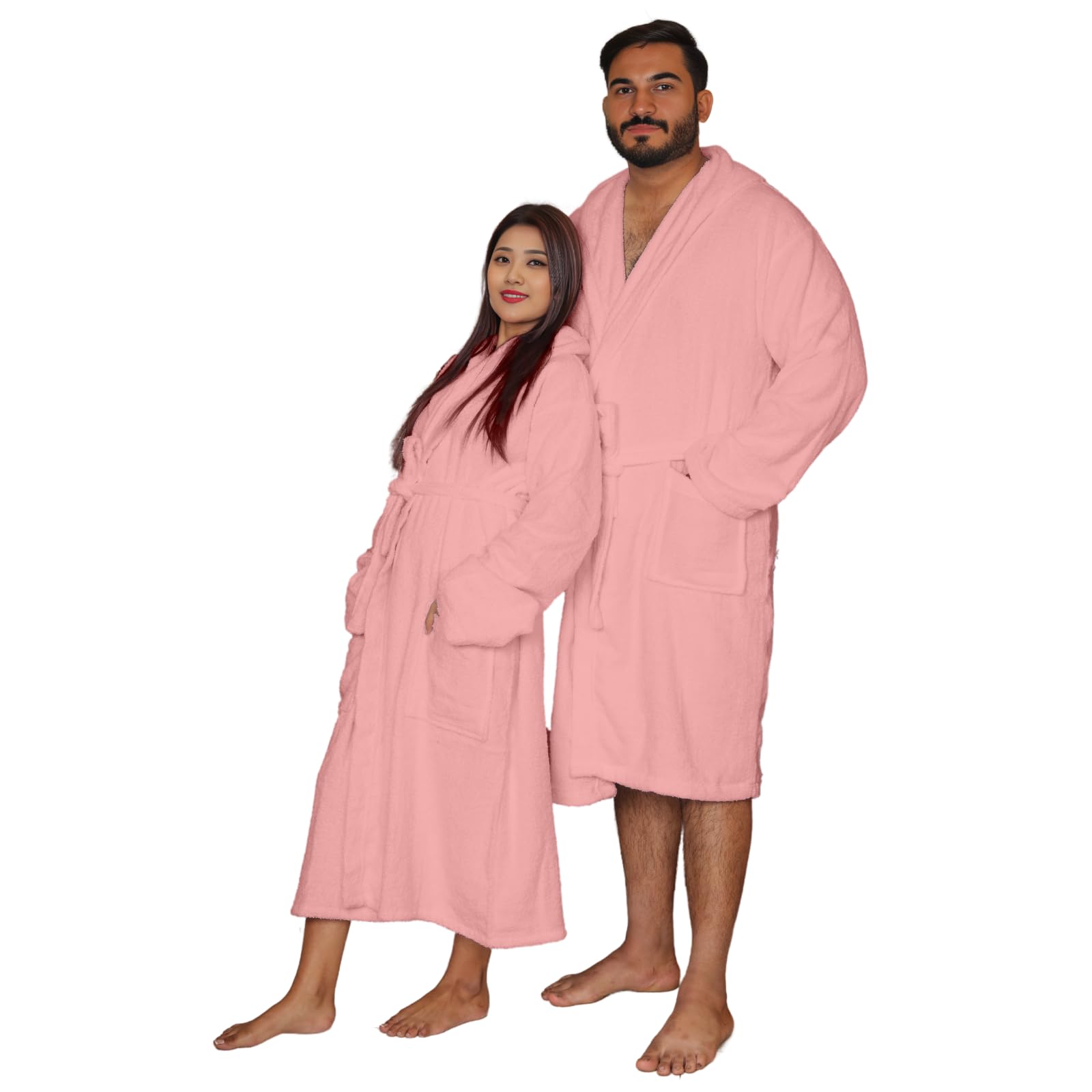 NFK TEXTILE Bathrobes 100% Egyptian Cotton soft Terry Toweling Luxury Dressing Gown Unisex Hooded Bathrobes Extra Absorbent Hotel Quality 650 GSM Cosy Dressing Gowns