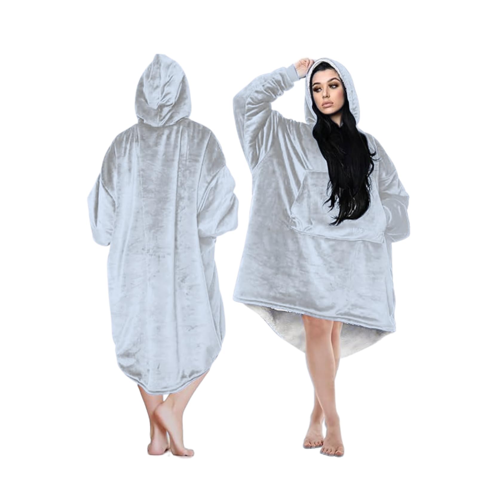 NFK Textile Oversized Hoodie Fleece Pullover for Unisex Plain Fluffy Cozy Sherpa Hooded Sweatshirt for Adults hug and snug hoodies