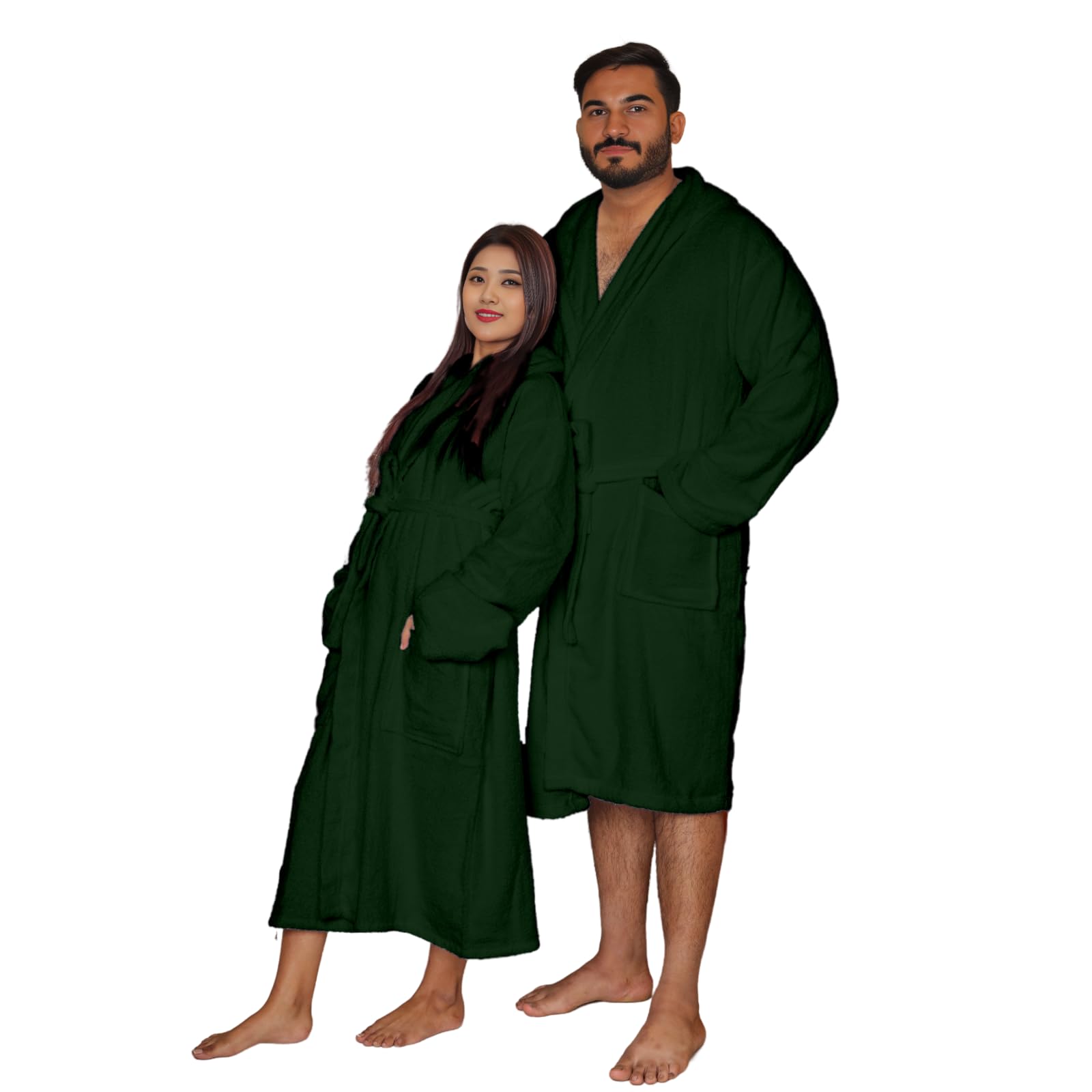 NFK TEXTILE Bathrobes 100% Egyptian Cotton soft Terry Toweling Luxury Dressing Gown Unisex Hooded Bathrobes Extra Absorbent Hotel Quality 650 GSM Cosy Dressing Gowns