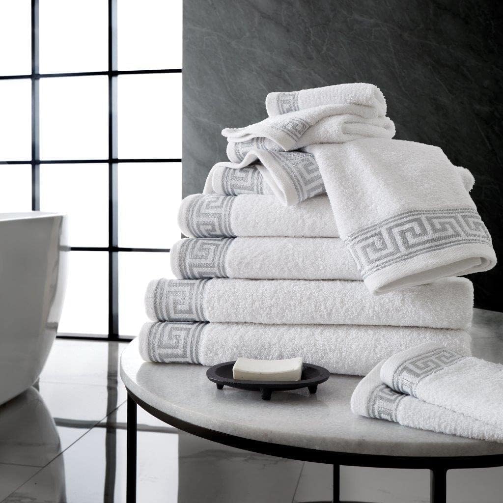 NFK Textile Greek Key Towels Luxury Hotel Quality Embroidered 100% Egyptian Cotton 8 pcs Bale Set & Bath Sheets