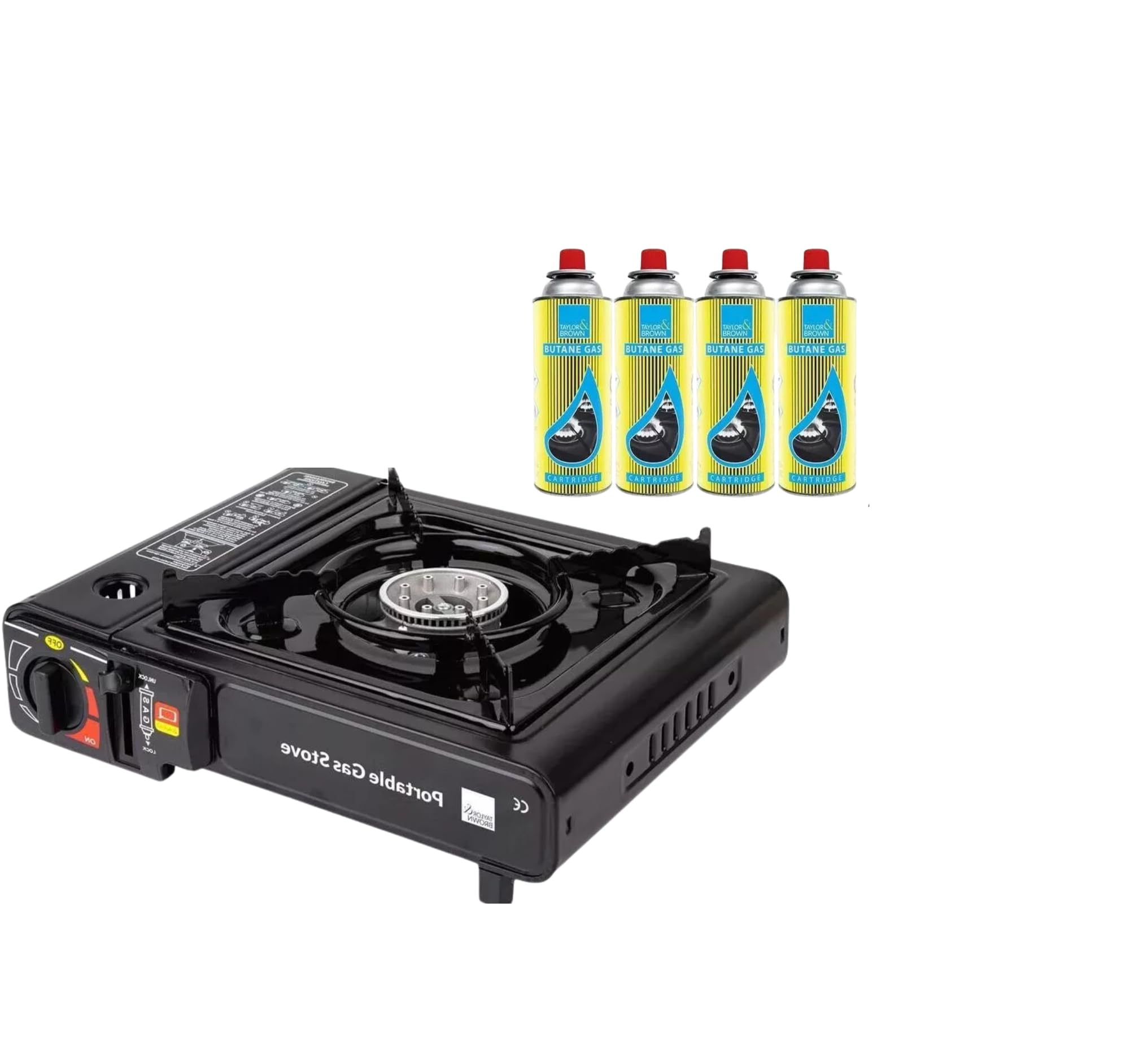 Portable Butane Camping Stove Kit in Carry Case - Includes Gas Bottles, Automatic Ignition & Heat Control for Easy Outdoor Cooking