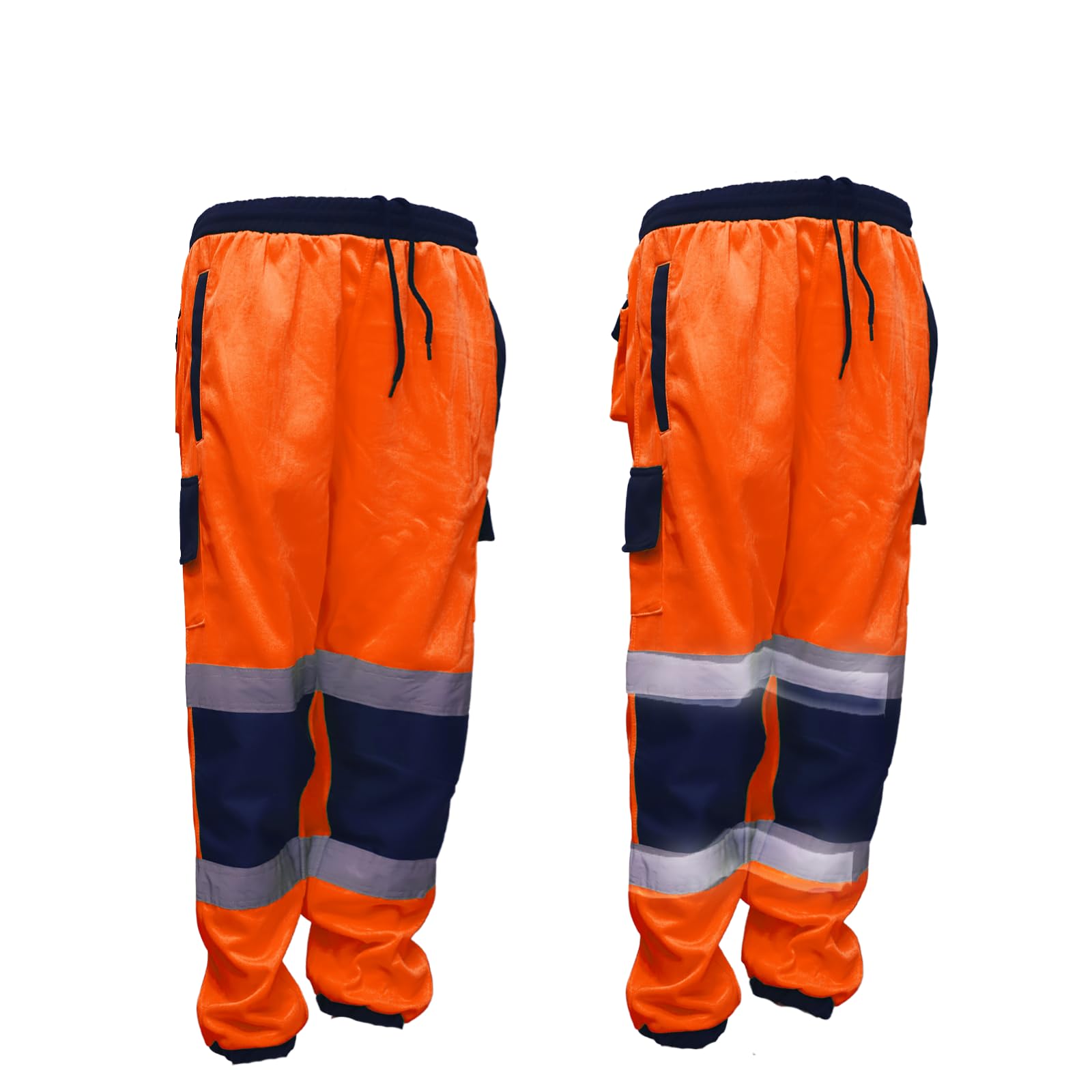 NFK TEXTILE 100% Polyester Hi Viz Mens Work Trousers Mens Safety Reflective Pant Workwear Hi Viz Trouser for Men Work Utility Safety Jogger High Visibility Trouser