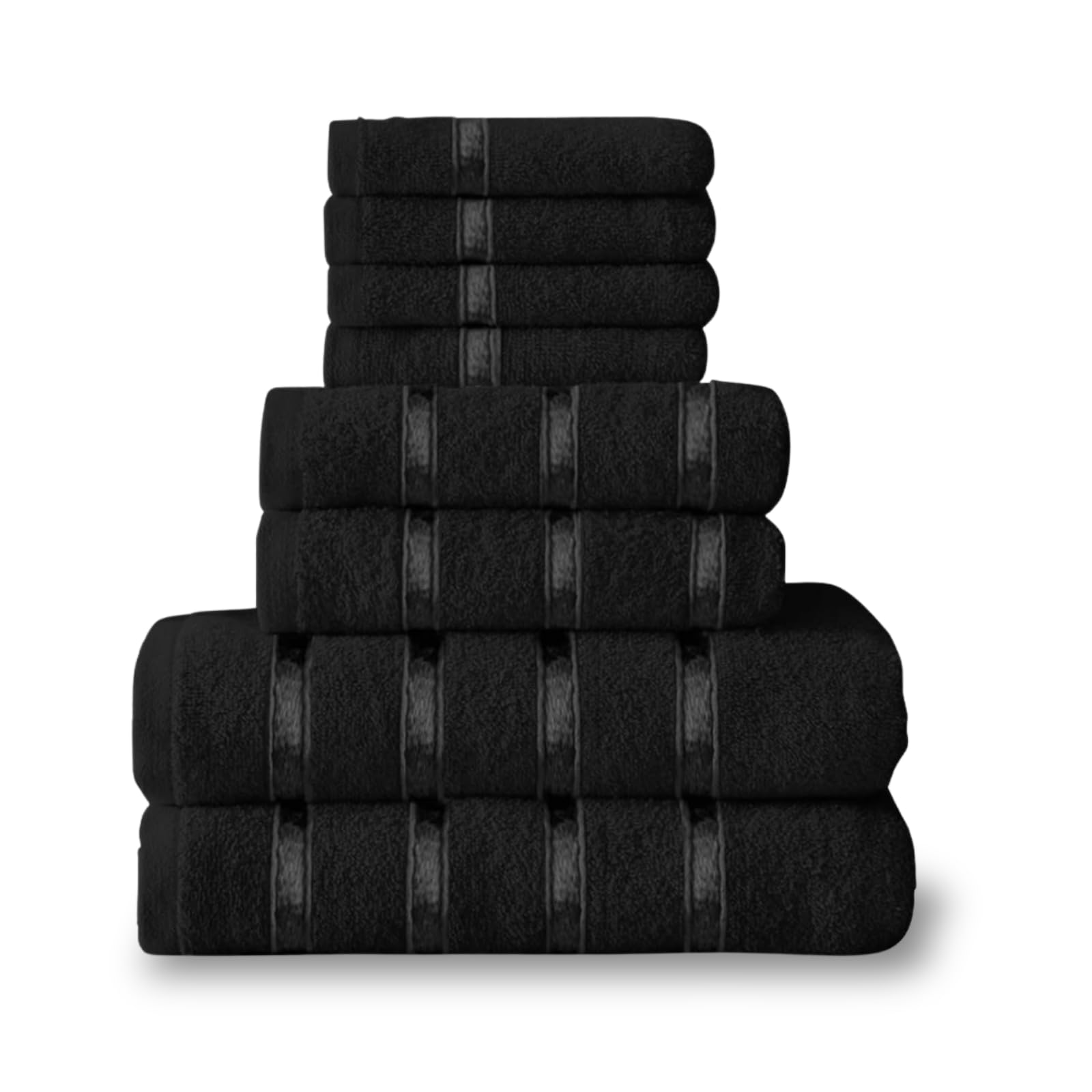 NFK TEXTILE 8-Piece Egyptian Cotton Bath Towel Bale Set - Highly Absorbent, Quick-Drying & Ultra Soft | 4x Face, 2x Hand, 2x Bath Towels | Striped Towel Set