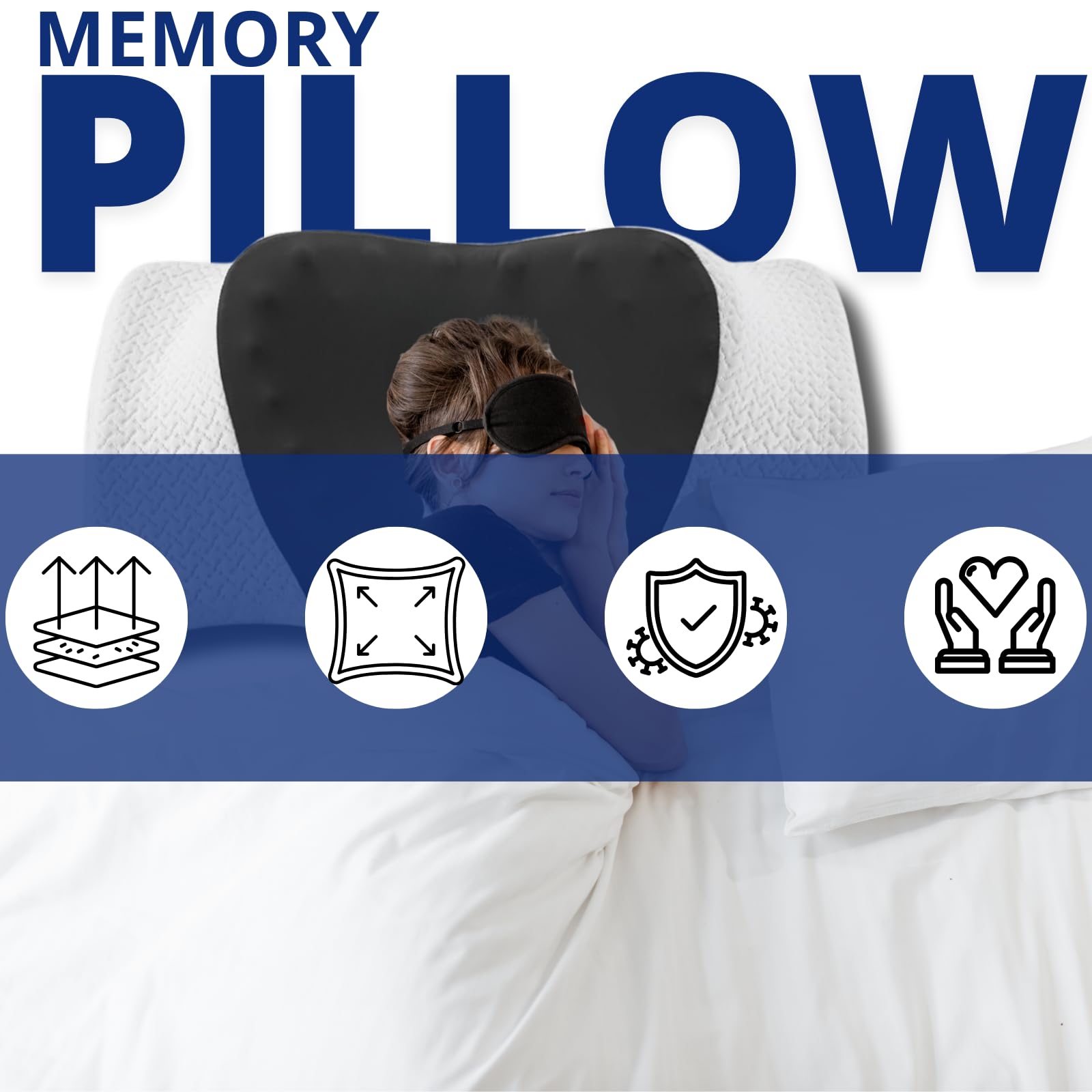 NFK Textile Responsive Pillow for Neck and Shoulder Support - Ideal for Side Sleepers with Removable Cover