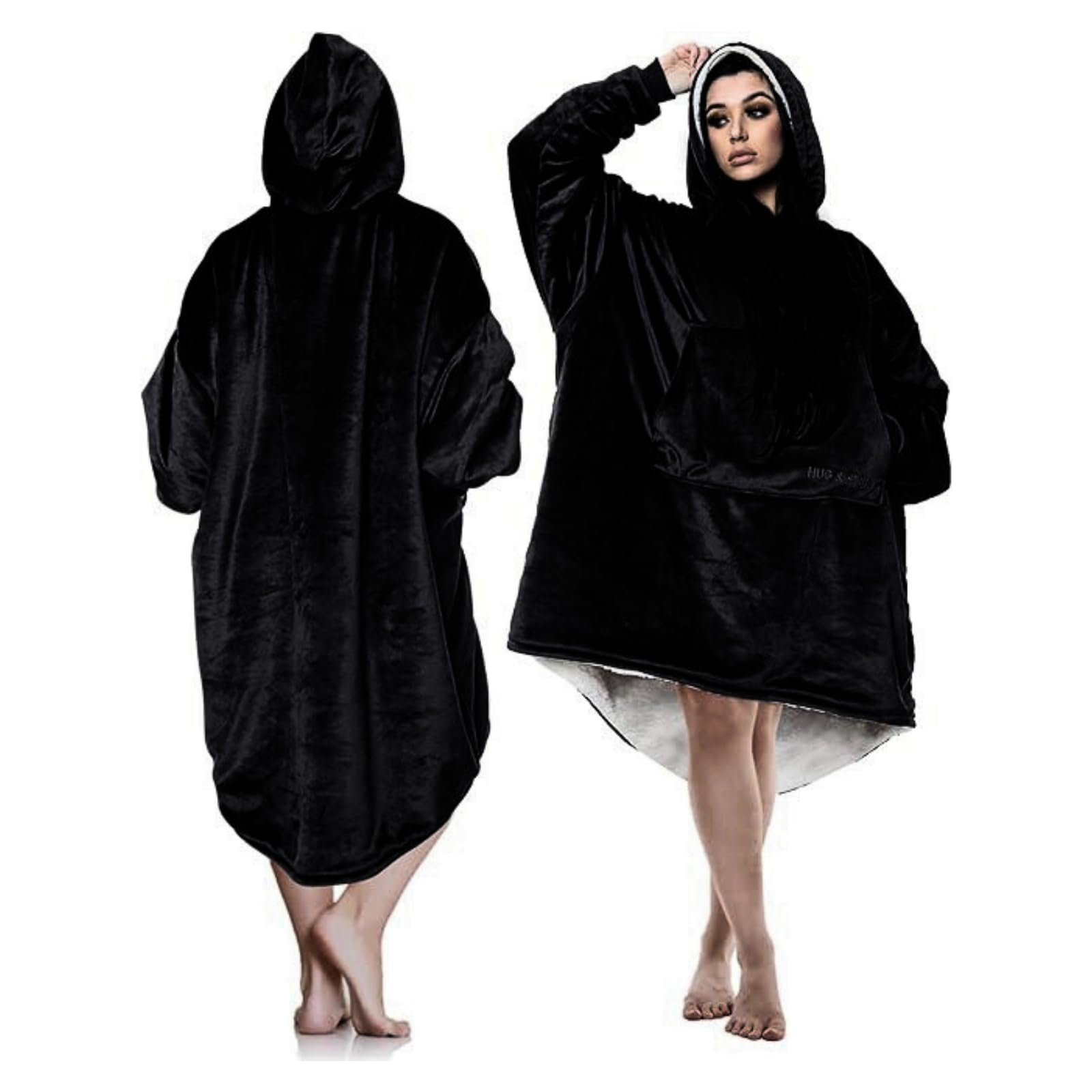 NFK Textile Oversized Hoodie Fleece Pullover for Unisex Plain Fluffy Cozy Sherpa Hooded Sweatshirt for Adults hug and snug hoodies