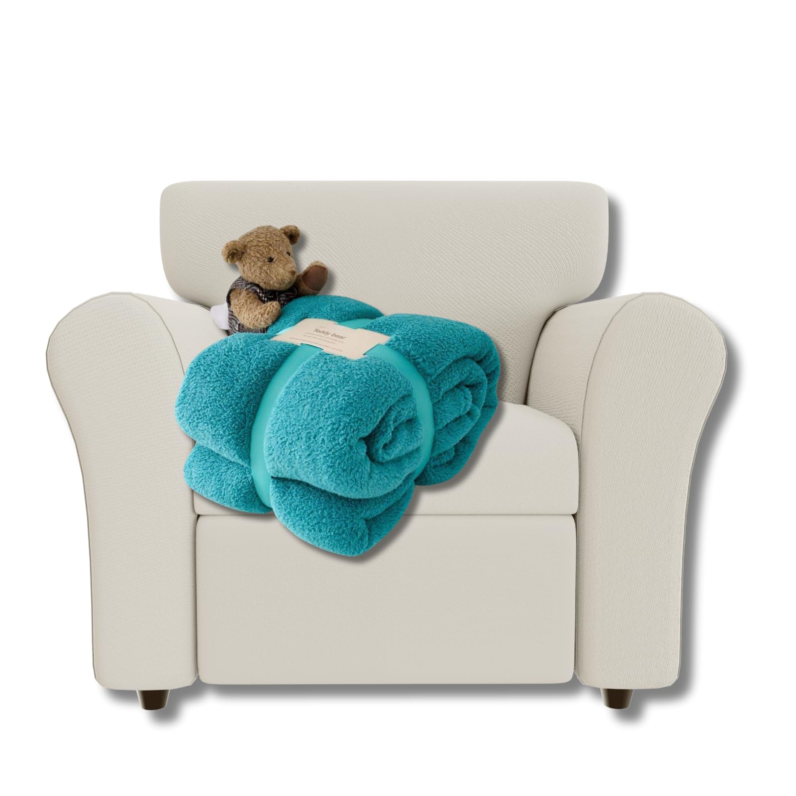 NFK TEXTILE Teddy Bear Blanket - Lightweight Sherpa Fleece 100% Polyester Ultra Plush Snuggle Comfort for Sofa, Settee Premium Soft & Cozy Throw