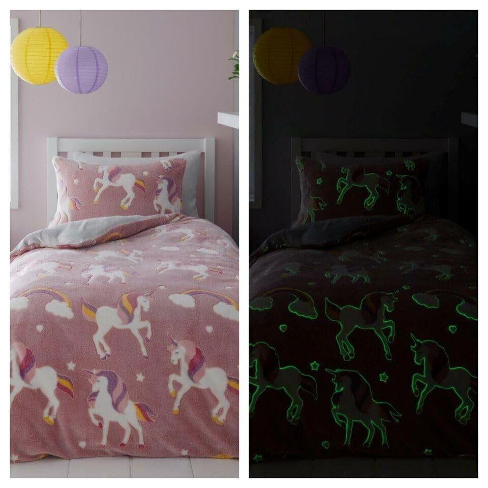 NFK TEXTILE Teddy Fleece Glow in The Dark Duvet Cover Sets Soft Warm & Cozy Fleece Winter Quilt Cover Bedding Set Kids Adult Duvet Covers