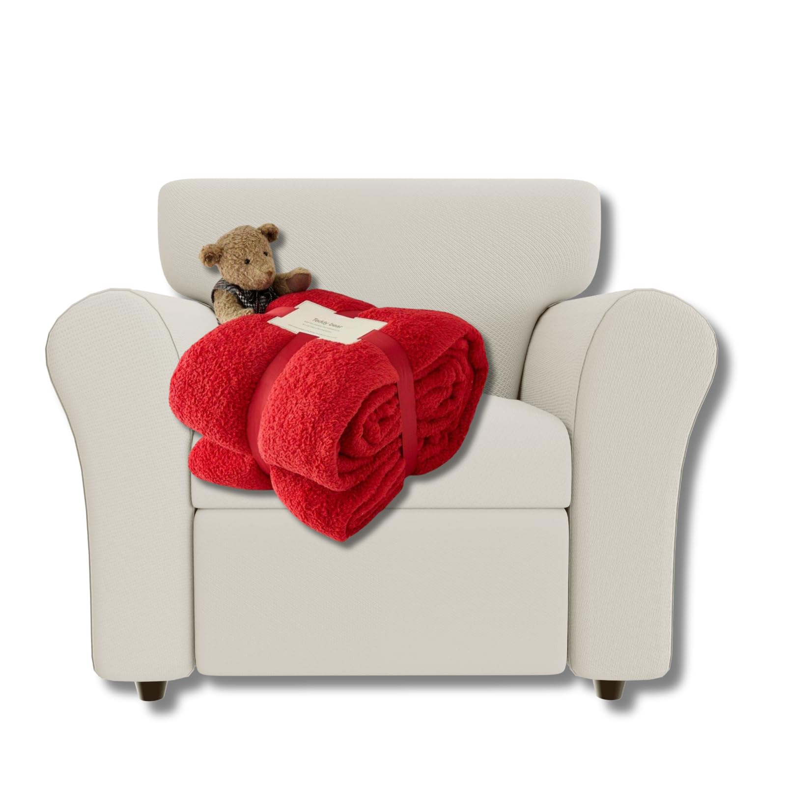 NFK TEXTILE Teddy Bear Blanket - Lightweight Sherpa Fleece 100% Polyester Ultra Plush Snuggle Comfort for Sofa, Settee Premium Soft & Cozy Throw