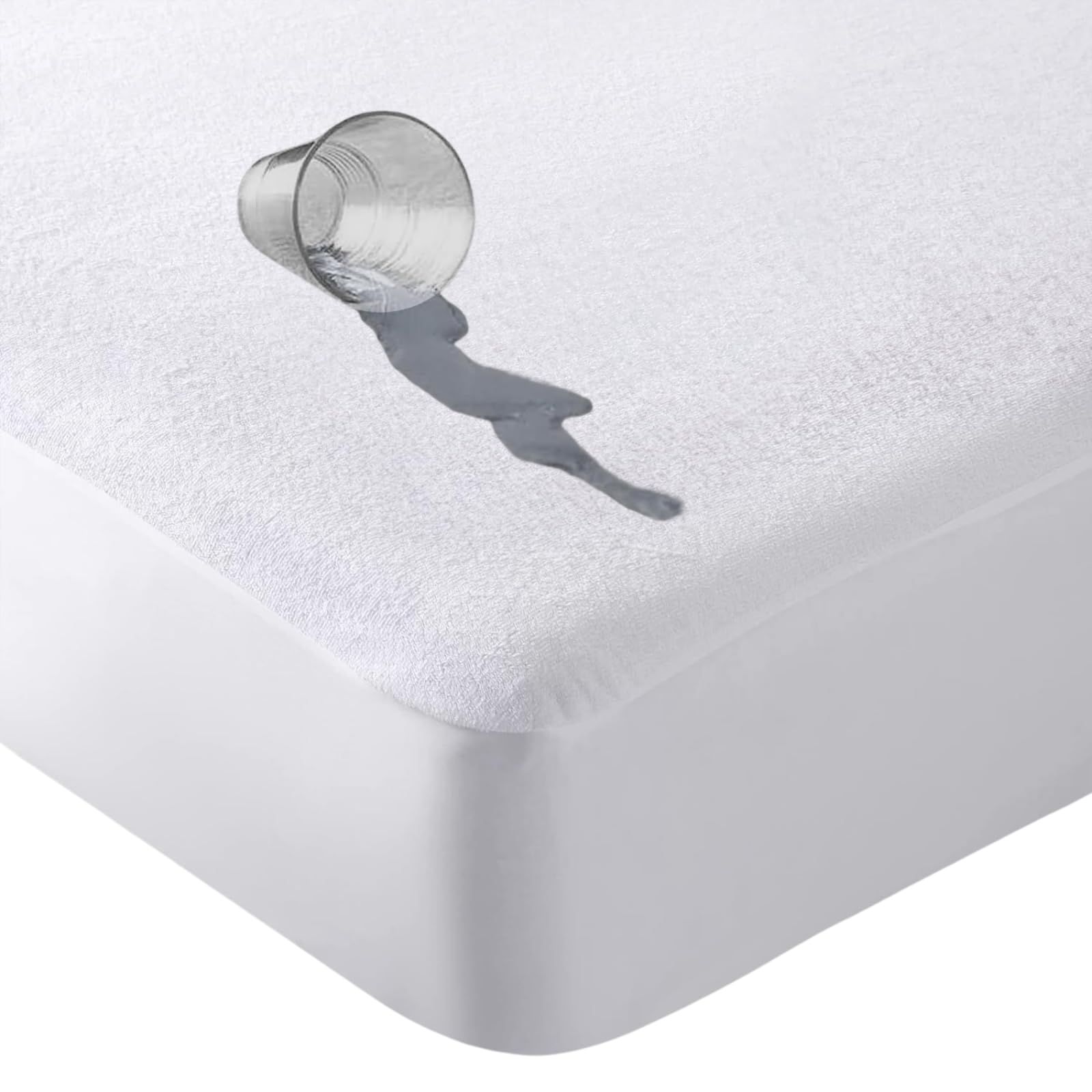 NFK Textile 41 cm Depth Fitted Terry Towel Mattress Protector Waterproof Fitted Sheet Breathable Mattress Topper Cover Bed Sheets
