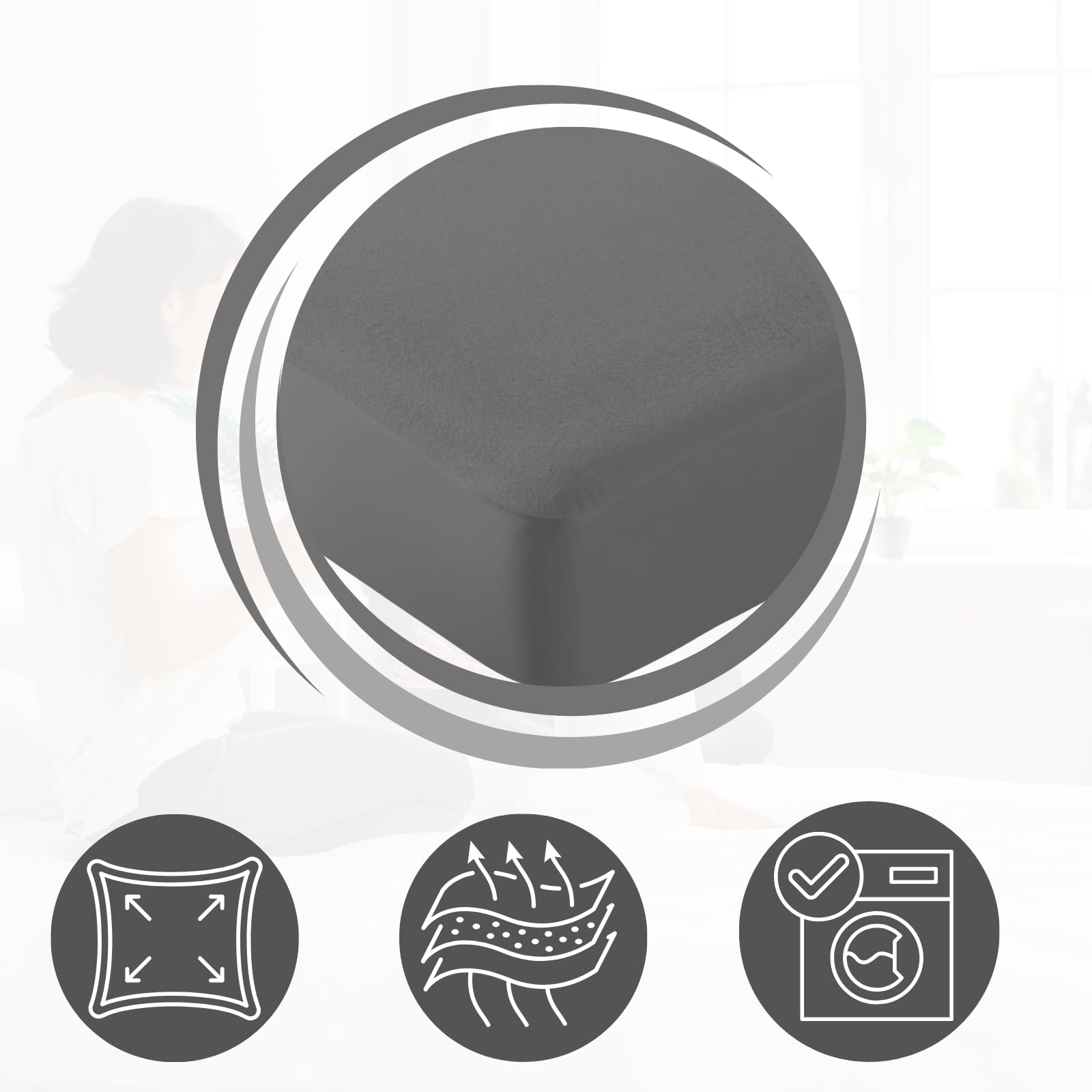 NFK Textile 41 cm Depth Fitted Terry Towel Mattress Protector Waterproof Fitted Sheet Breathable Mattress Topper Cover Bed Sheets