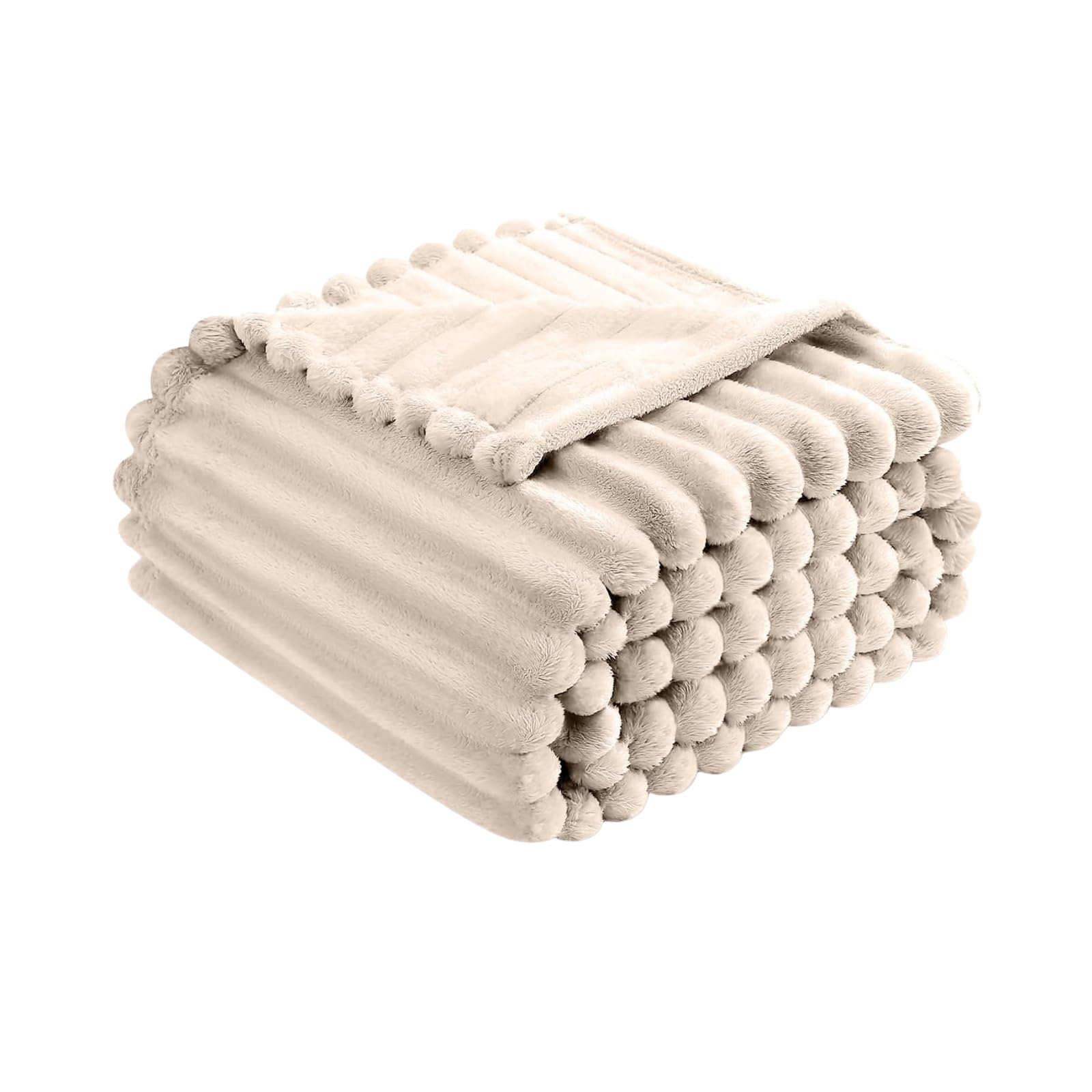 Luxury Chunky Ribbed Throw Blanket - Fluffy Sherpa Fleece, Thermal Warmth & Hypoallergenic - Cozy Extra Large Throws for Sofa, Bed, Couch