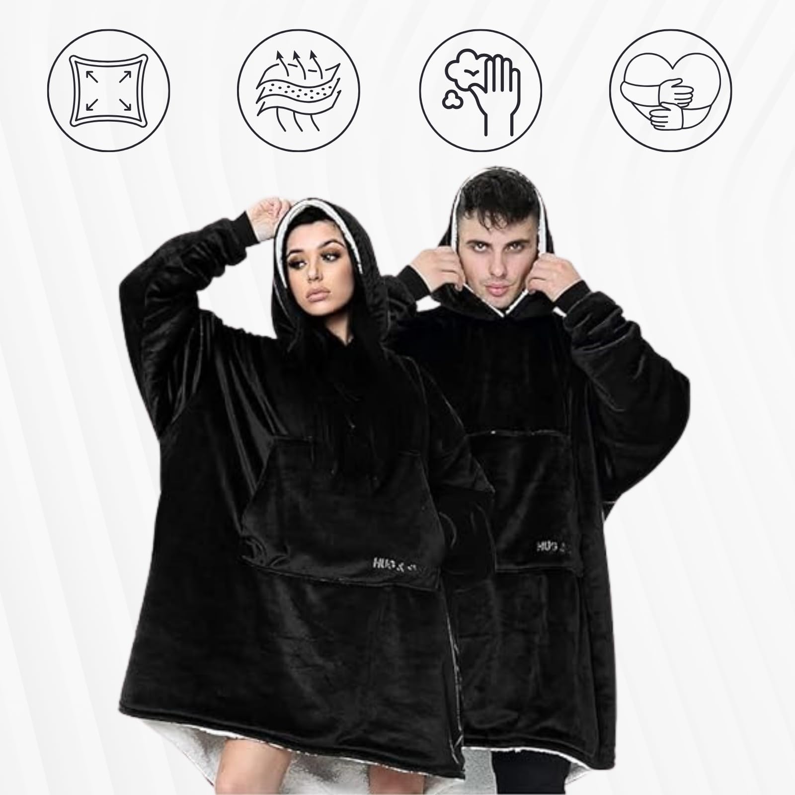 NFK Textile Oversized Hoodie Fleece Pullover for Unisex Plain Fluffy Cozy Sherpa Hooded Sweatshirt for Adults hug and snug hoodies