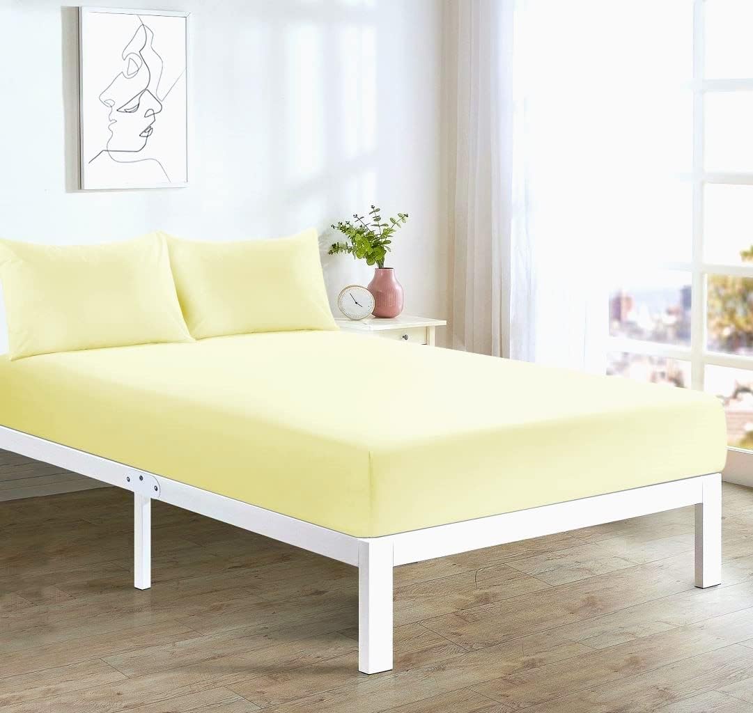 100% Polycotton 40cm Fitted Sheet Super Soft & Warm Cozy Fitted Sheets for Adjustable Bed Extra Deep Fitted Sheet