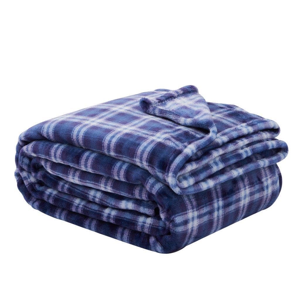NFK Textile 100% Fleece Flannel Throw Blankets Ultimate Flannel Tartan Check Plaid Throws For Sofa Settee Bed Couch & Traveling Throw Blankets