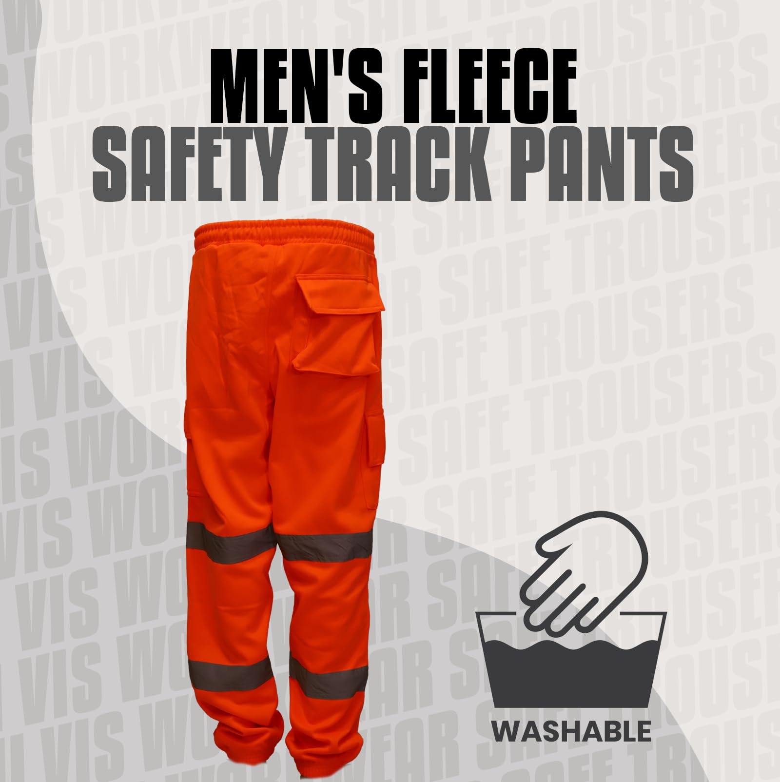 NFK TEXTILE 100% Polyester Hi Viz Mens Work Trousers Mens Safety Reflective Pant Workwear Hi Viz Trouser for Men Work Utility Safety Jogger High Visibility Trouser