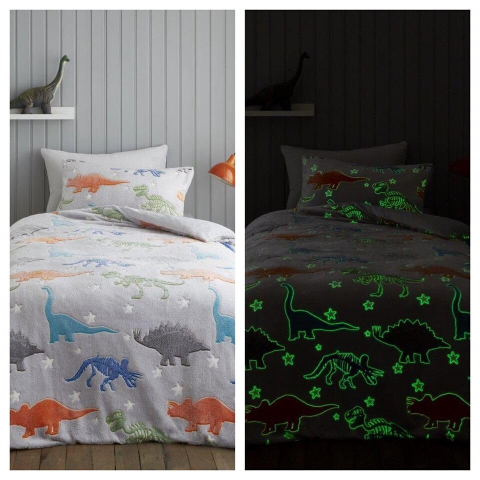 NFK TEXTILE Teddy Fleece Glow in The Dark Duvet Cover Sets Soft Warm & Cozy Fleece Winter Quilt Cover Bedding Set Kids Adult Duvet Covers