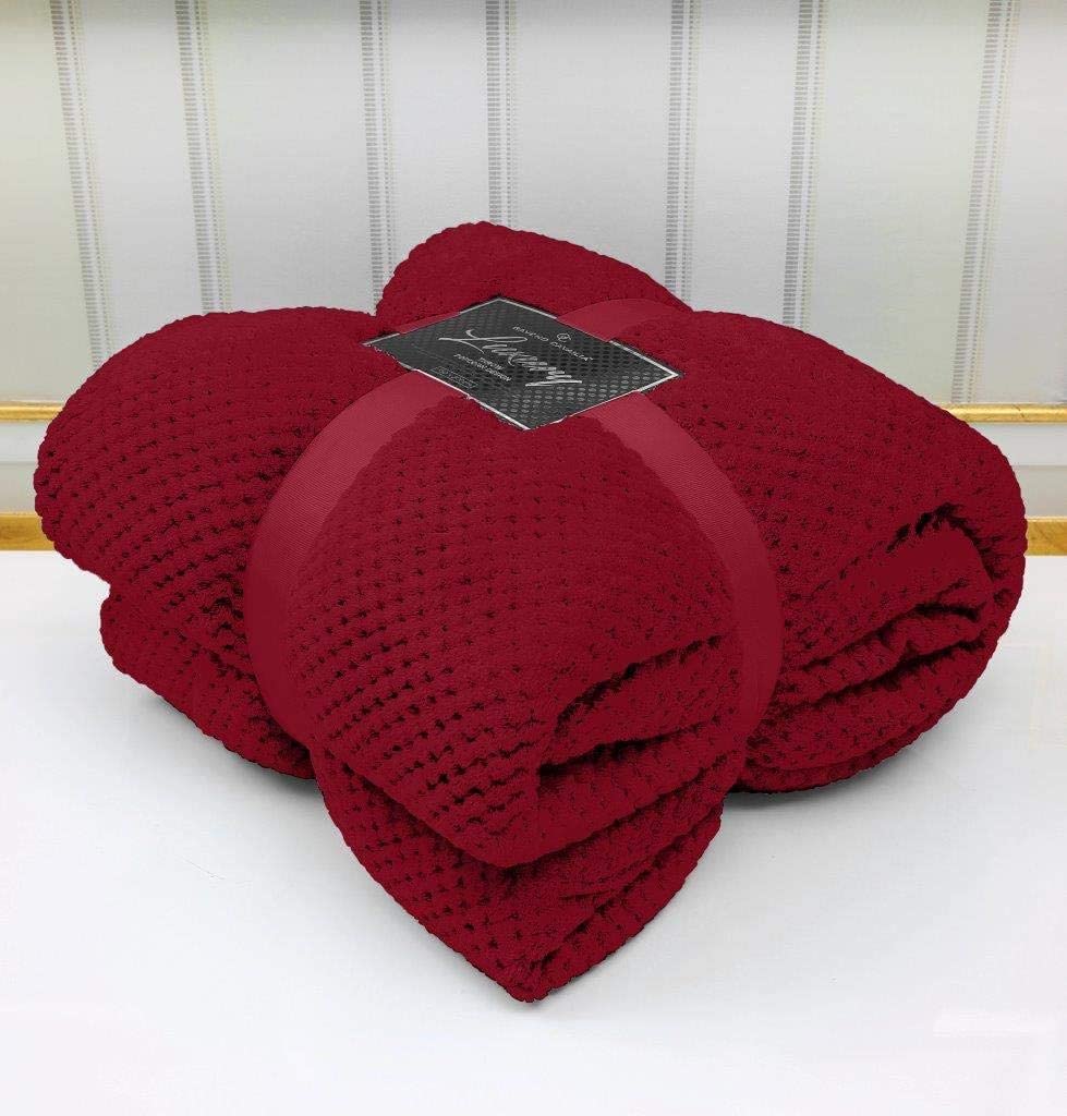 NFK Popcorn Waffle Fleece Throw Blanket