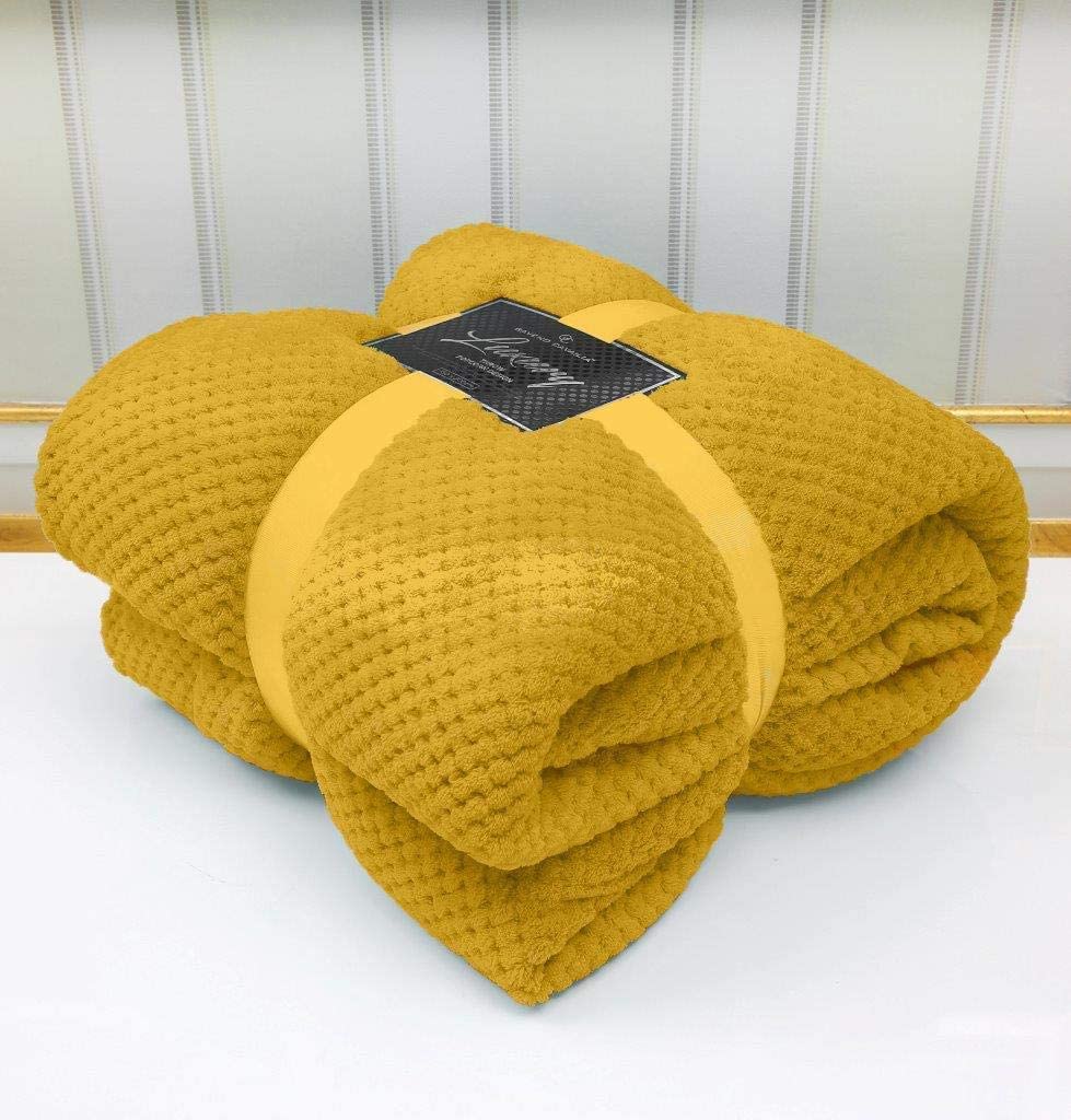 NFK Popcorn Throw Waffle Cloud Style Blanket Soft Warm Cosy Bed And Sofa Fleece Blanket