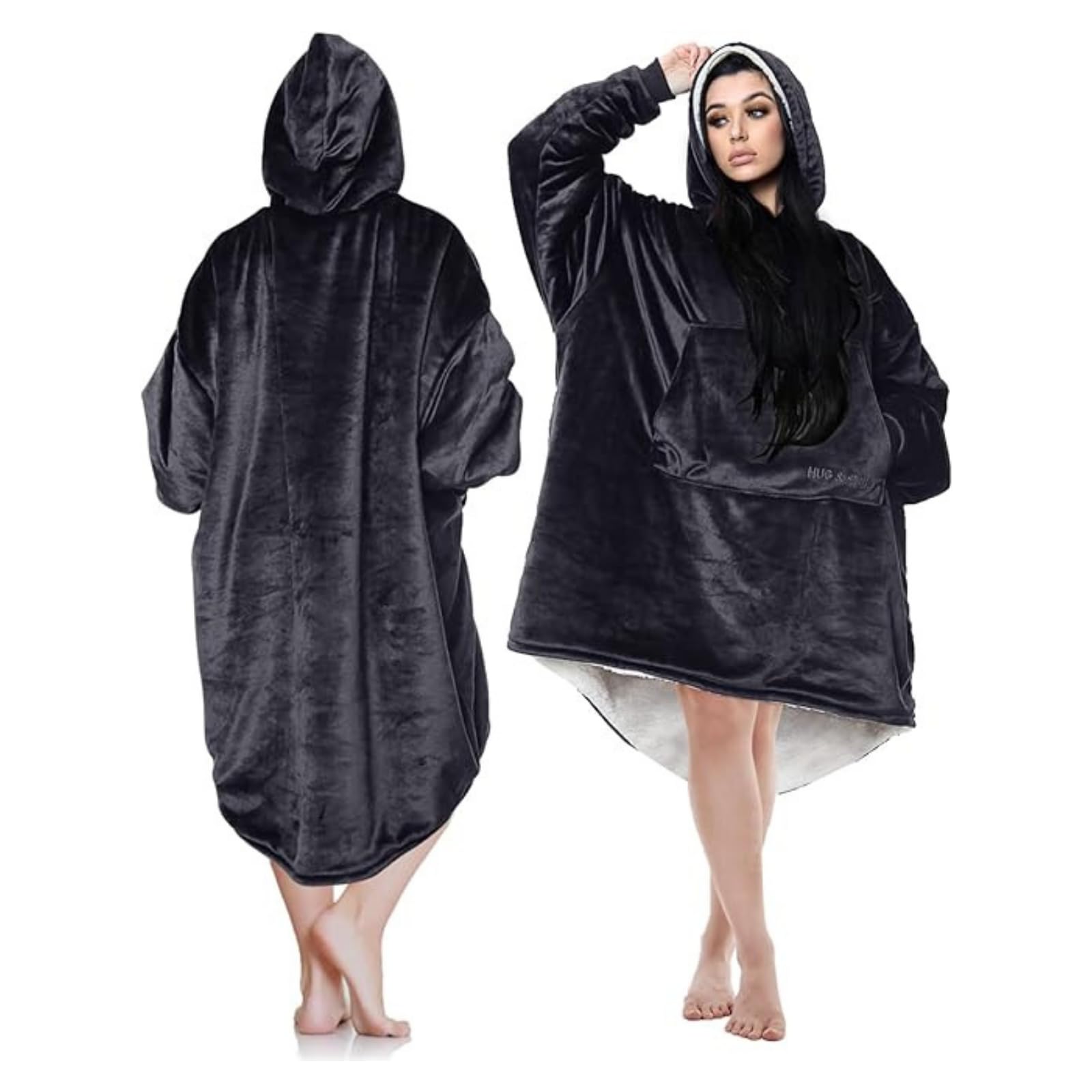 NFK Textile Oversized Hoodie Fleece Pullover for Unisex Plain Fluffy Cozy Sherpa Hooded Sweatshirt for Adults hug and snug hoodies