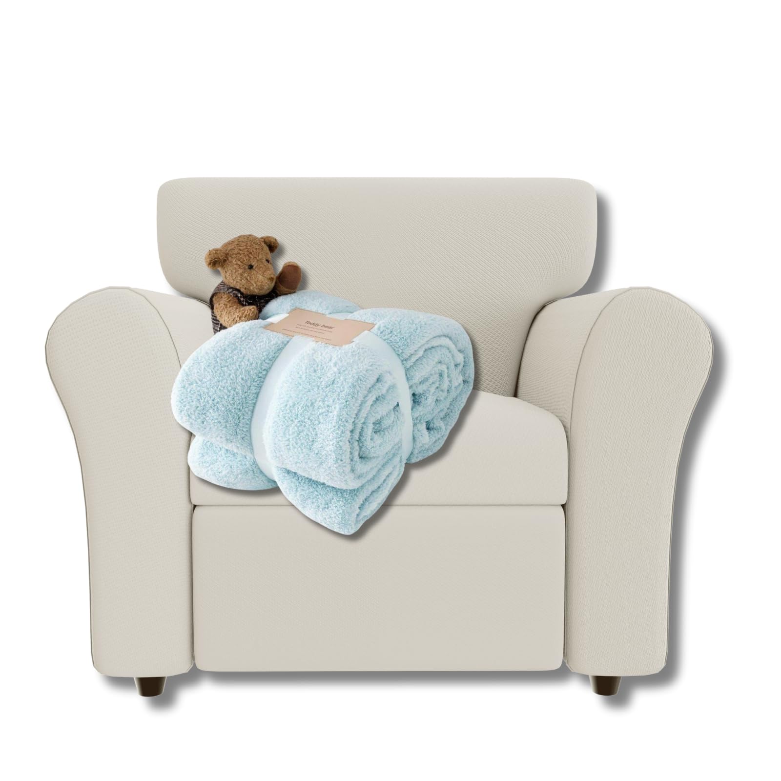 NFK TEXTILE Teddy Bear Blanket - Lightweight Sherpa Fleece 100% Polyester Ultra Plush Snuggle Comfort for Sofa, Settee Premium Soft & Cozy Throw