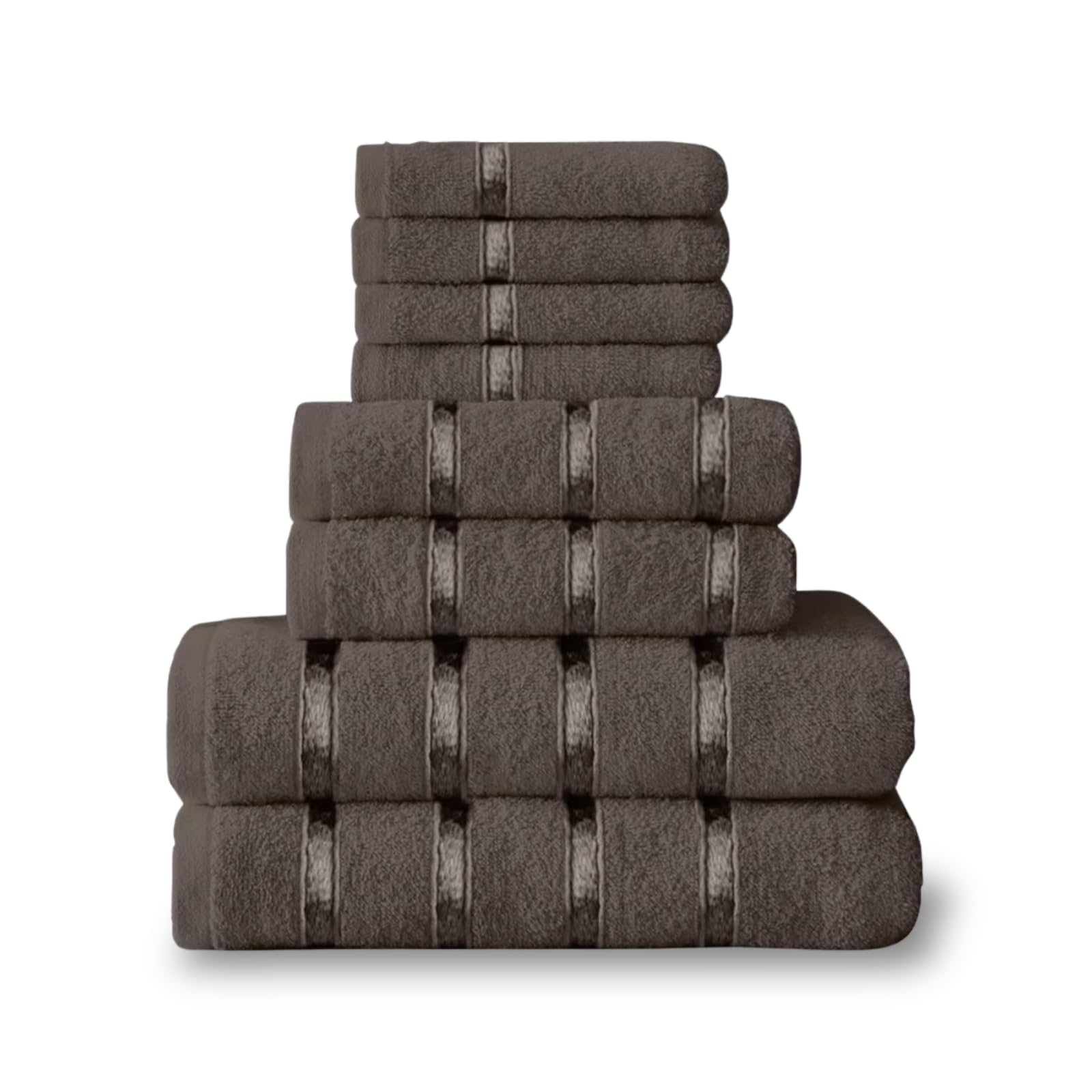 NFK TEXTILE 8-Piece Egyptian Cotton Bath Towel Bale Set - Highly Absorbent, Quick-Drying & Ultra Soft | 4x Face, 2x Hand, 2x Bath Towels | Striped Towel Set