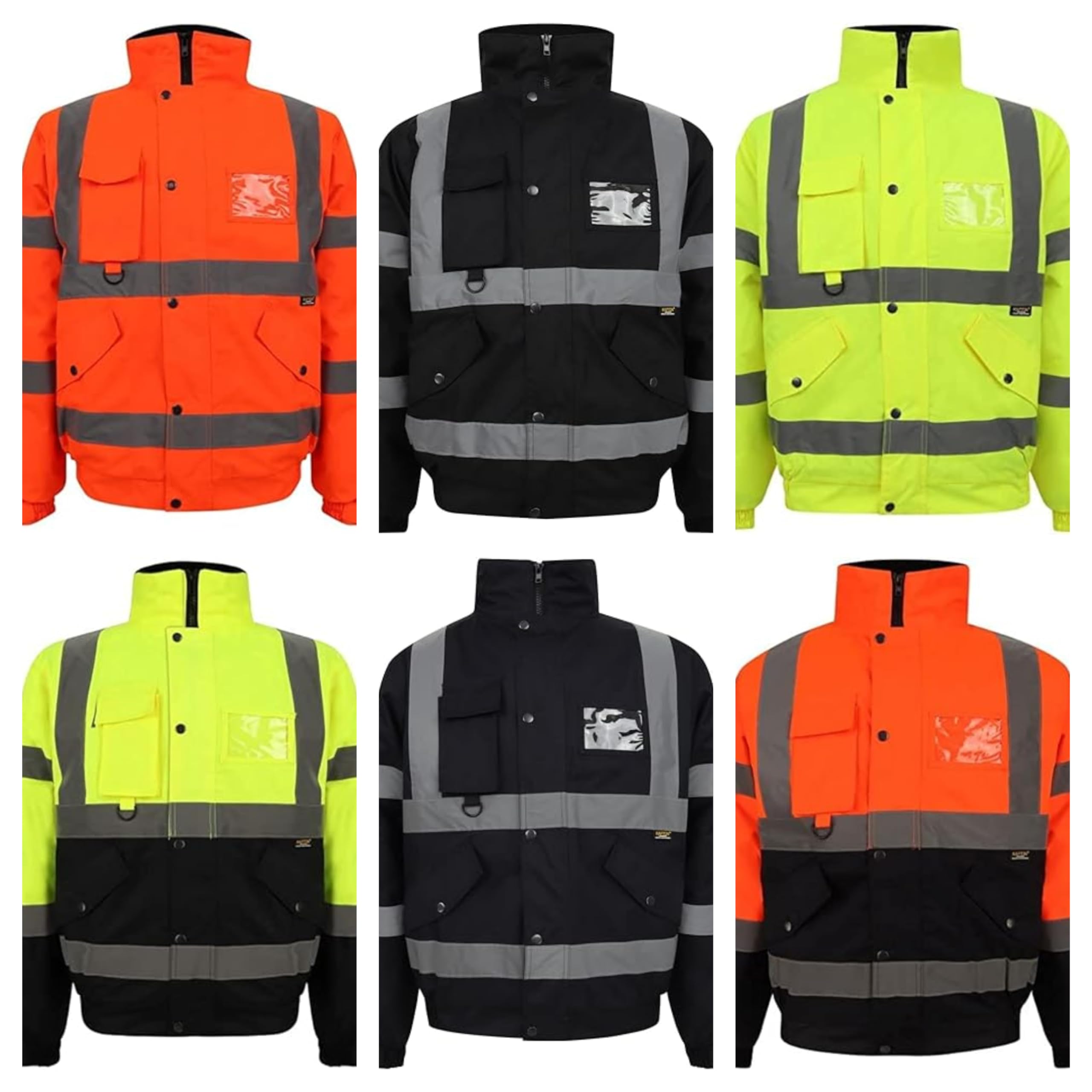 NFK TEXTILE Hi Vis Bomber Jacket High Visibility Work Wear Hi Vis Safety Waterproof Work Wear Bomber Jackets Reflective Security Jackets