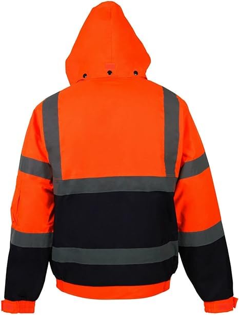 NFK TEXTILE Hi Vis Bomber Jacket High Visibility Work Wear Hi Vis Safety Waterproof Work Wear Bomber Jackets Reflective Security Jackets