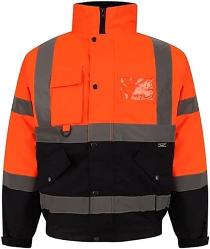NFK TEXTILE Hi Vis Bomber Jacket High Visibility Work Wear Hi Vis Safety Waterproof Work Wear Bomber Jackets Reflective Security Jackets
