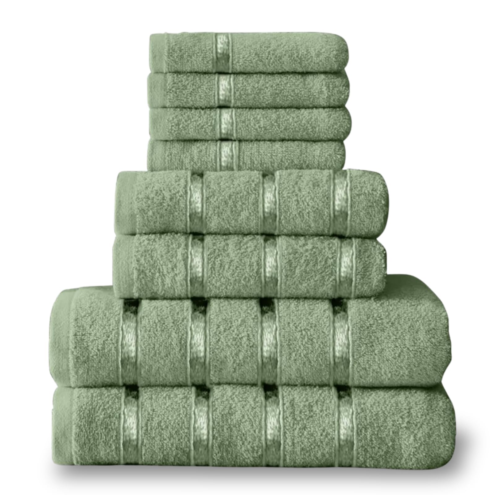 NFK TEXTILE 8-Piece Egyptian Cotton Bath Towel Bale Set - Highly Absorbent, Quick-Drying & Ultra Soft | 4x Face, 2x Hand, 2x Bath Towels | Striped Towel Set