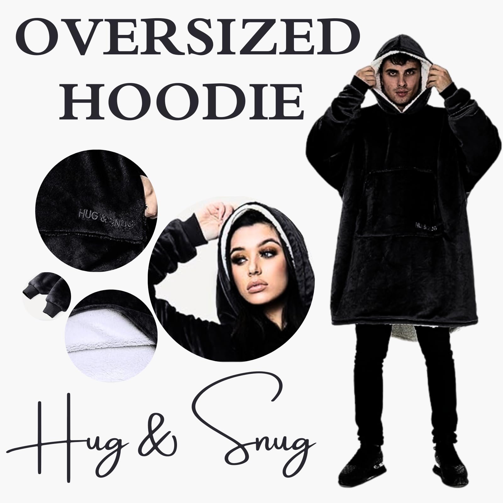 NFK Textile Oversized Hoodie Fleece Pullover for Unisex Plain Fluffy Cozy Sherpa Hooded Sweatshirt for Adults hug and snug hoodies