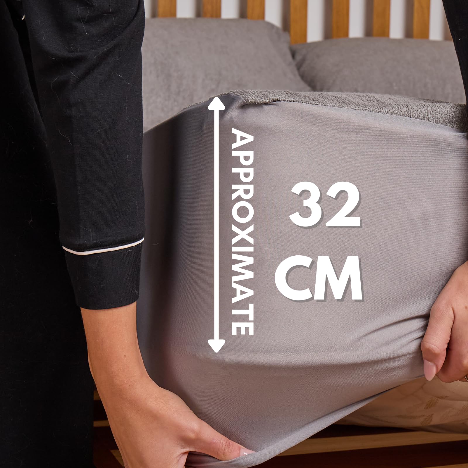 NFK Textile 41 cm Depth Fitted Terry Towel Mattress Protector Waterproof Fitted Sheet Breathable Mattress Topper Cover Bed Sheets