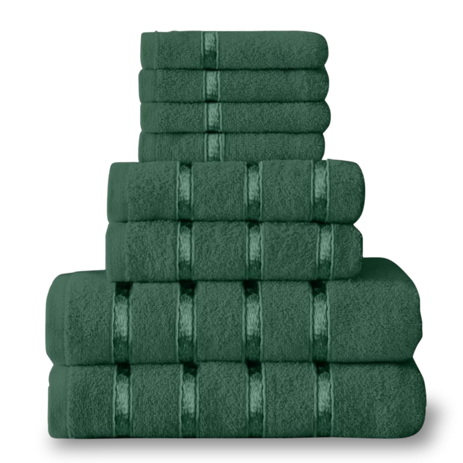 NFK TEXTILE 8-Piece Egyptian Cotton Bath Towel Bale Set - Highly Absorbent, Quick-Drying & Ultra Soft | 4x Face, 2x Hand, 2x Bath Towels | Striped Towel Set