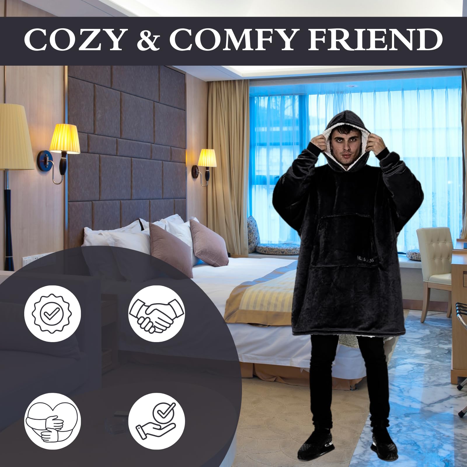 NFK Textile Oversized Hoodie Fleece Pullover for Unisex Plain Fluffy Cozy Sherpa Hooded Sweatshirt for Adults hug and snug hoodies