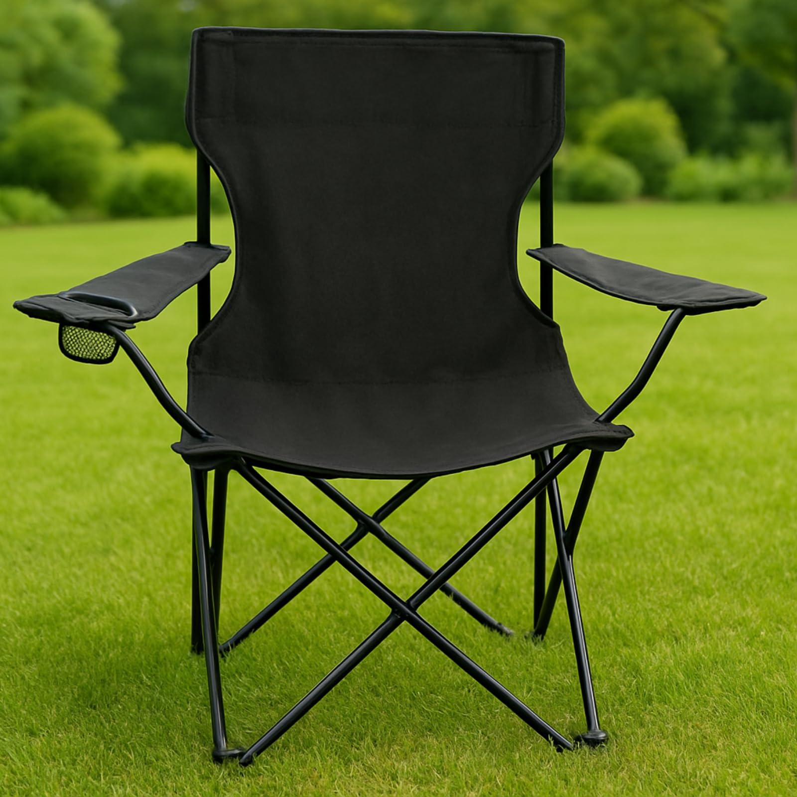 NFK TEXTILE 2 Lightweight Folding Camping Chair - Portable, Cup Holder, Side Pocket, Perfect for Camping, Fishing, Beach, BBQs