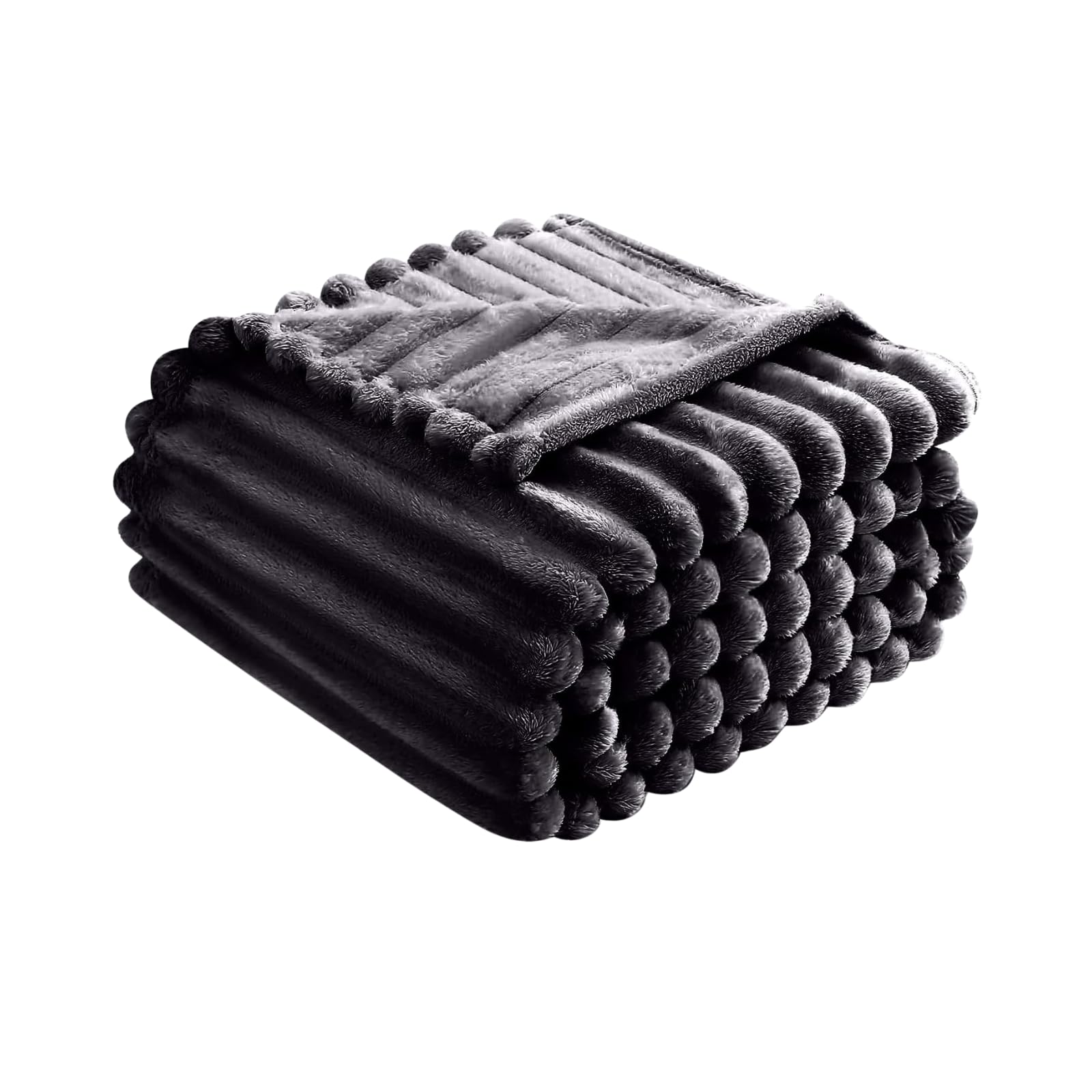 Luxury Chunky Ribbed Throw Blanket - Fluffy Sherpa Fleece, Thermal Warmth & Hypoallergenic - Cozy Extra Large Throws for Sofa, Bed, Couch