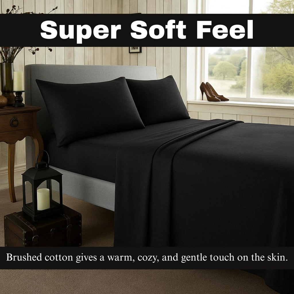 Luxury Bed-sheet - 100% Brushed Cotton Flannelette Sheet | Soft & Cozy, Premium Quality Easy Care