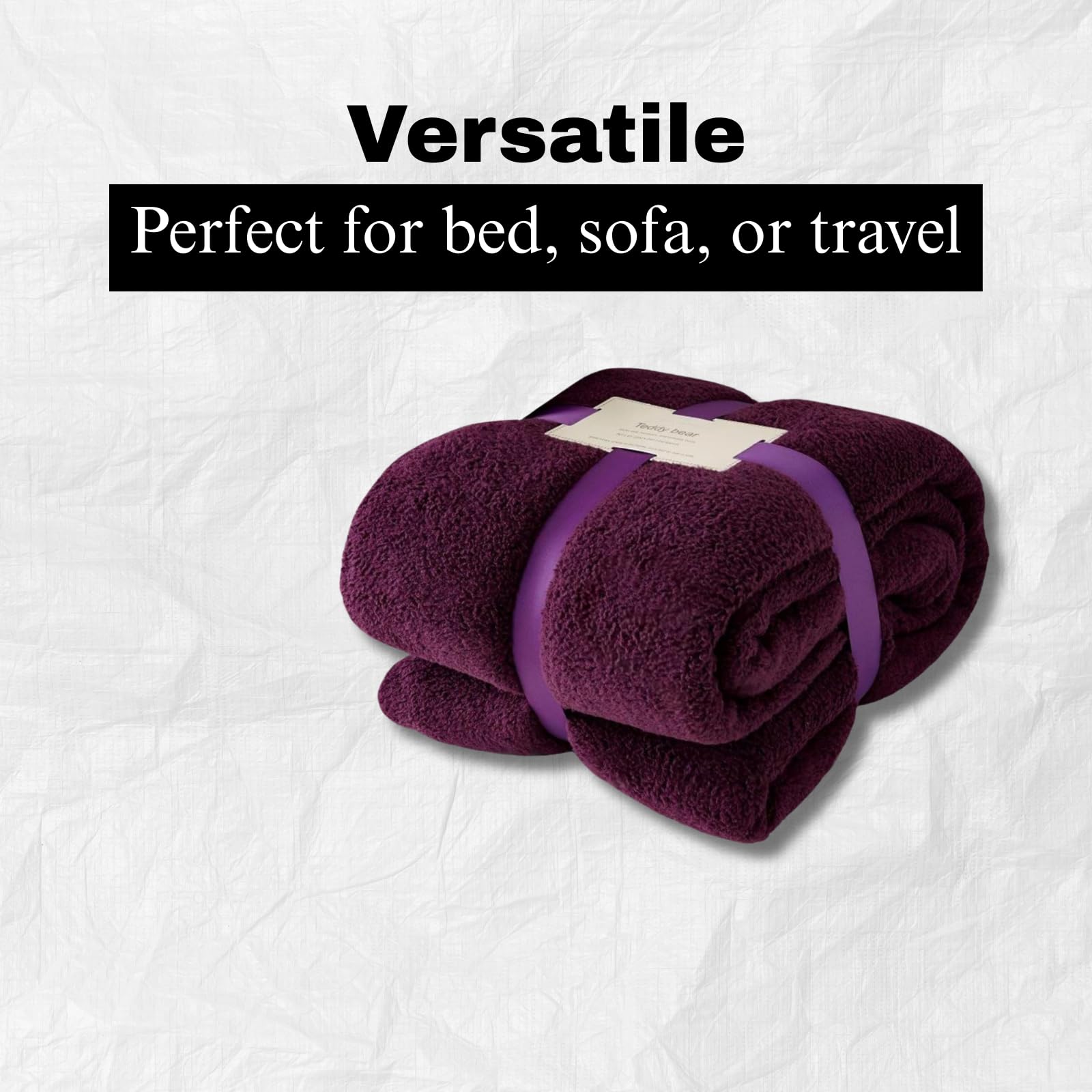 NFK TEXTILE Teddy Bear Blanket - Lightweight Sherpa Fleece 100% Polyester Ultra Plush Snuggle Comfort for Sofa, Settee Premium Soft & Cozy Throw